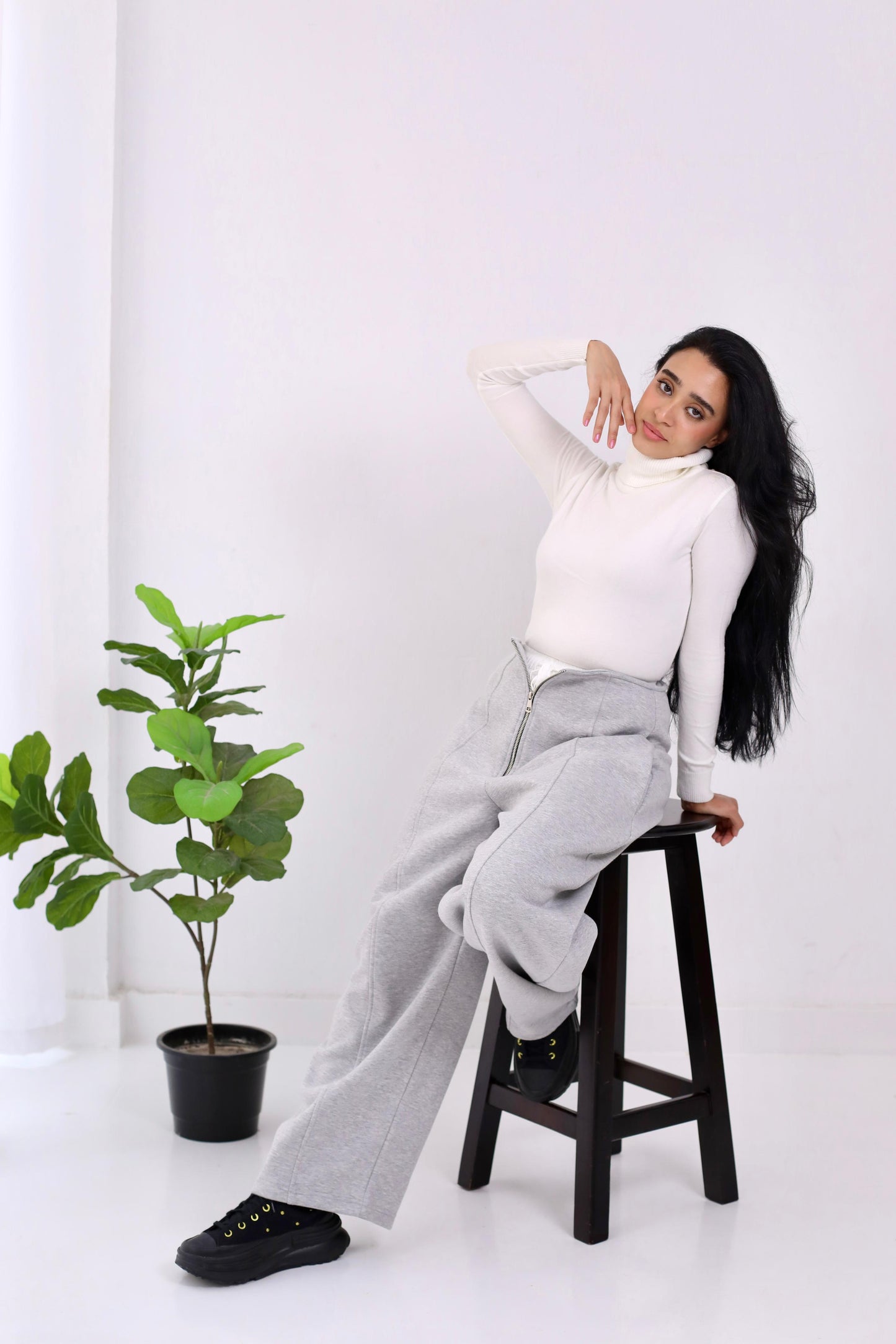 Doubled waistband trouser- melton