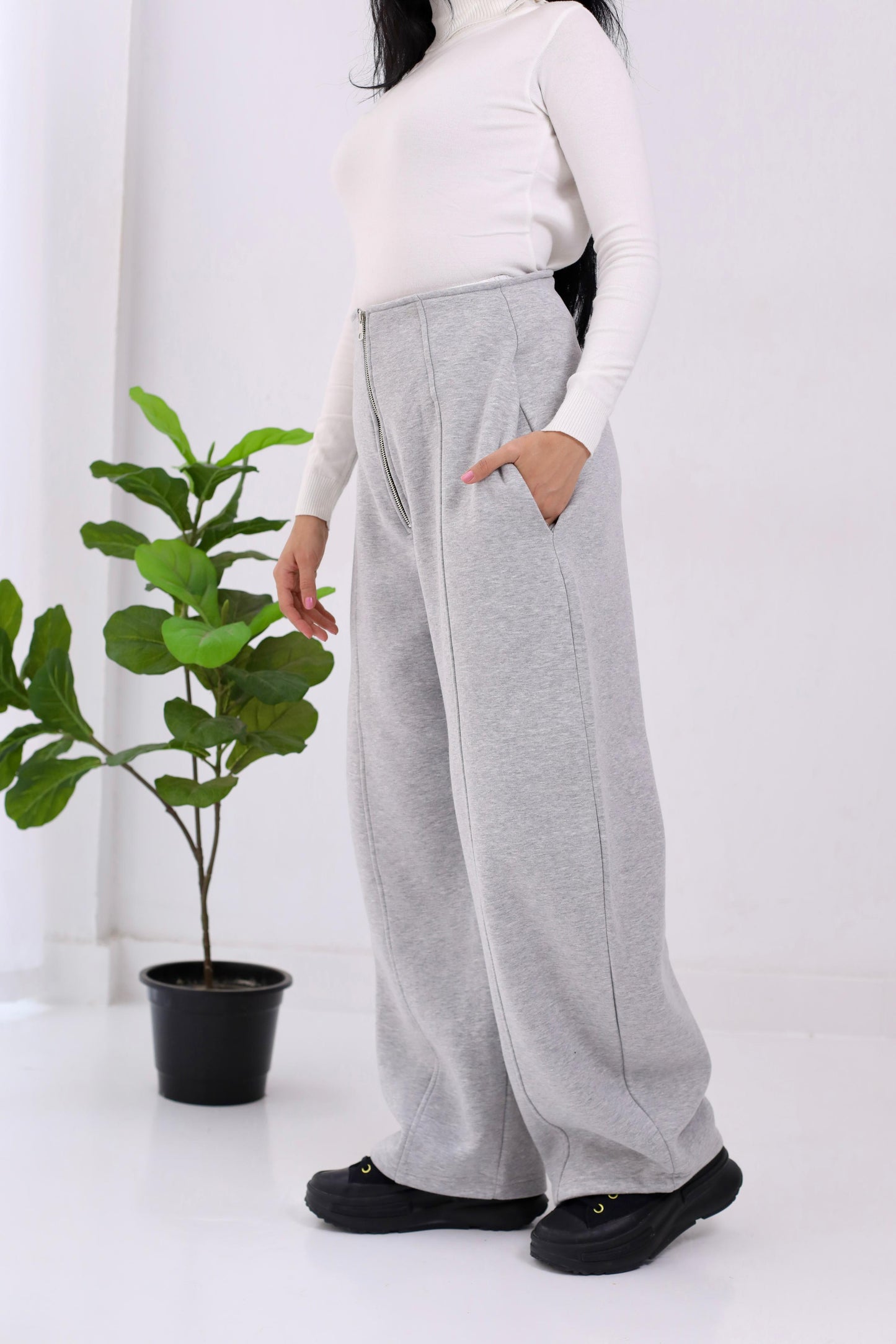 Doubled waistband trouser- melton