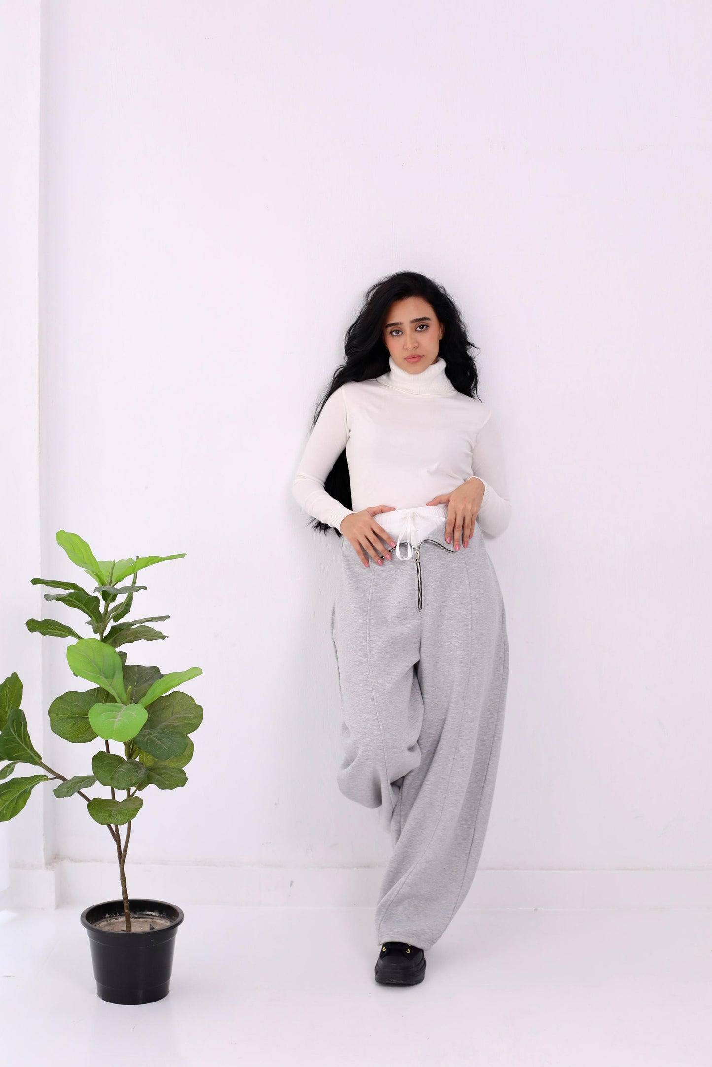 Doubled waistband trouser- melton
