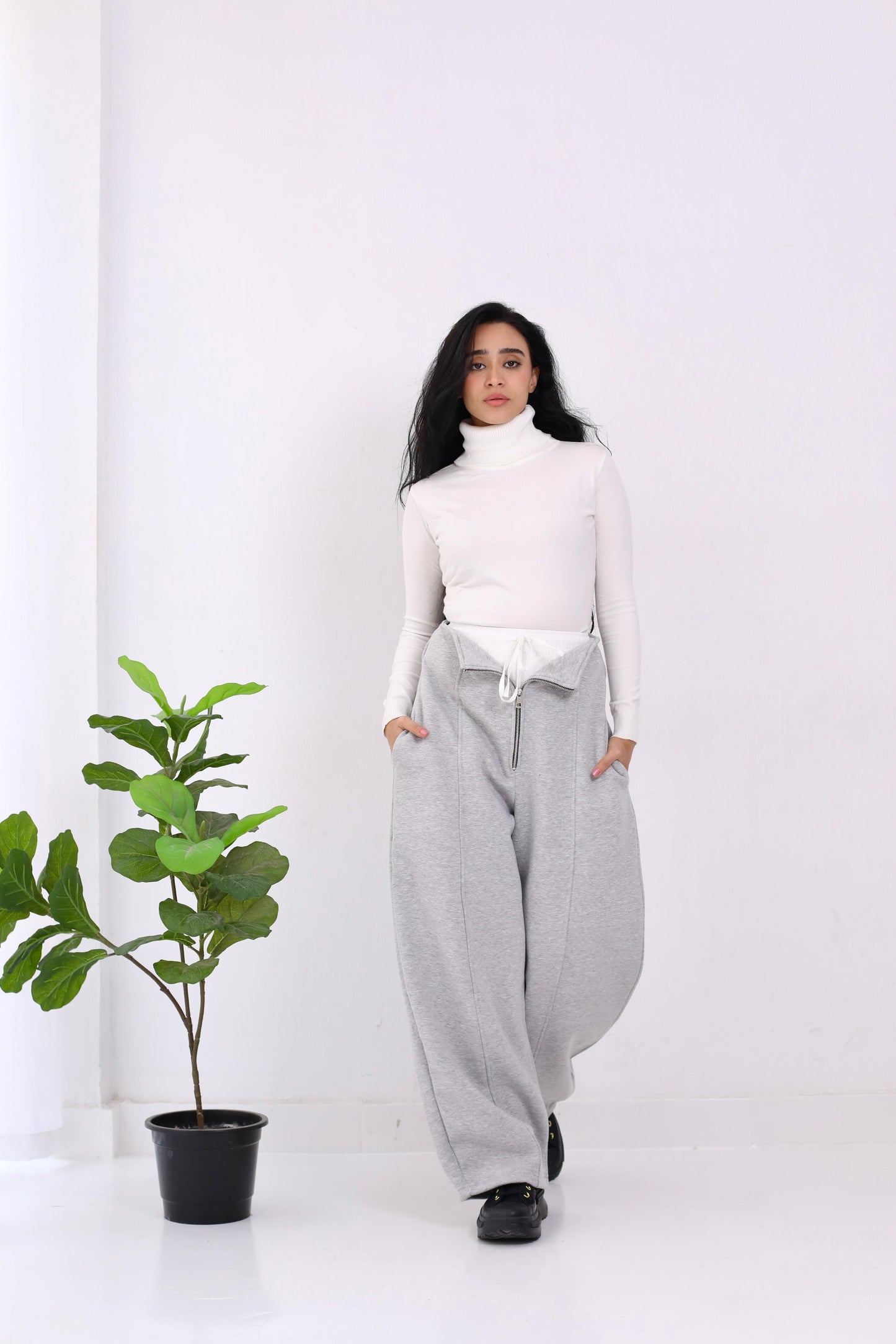 Doubled waistband trouser- melton