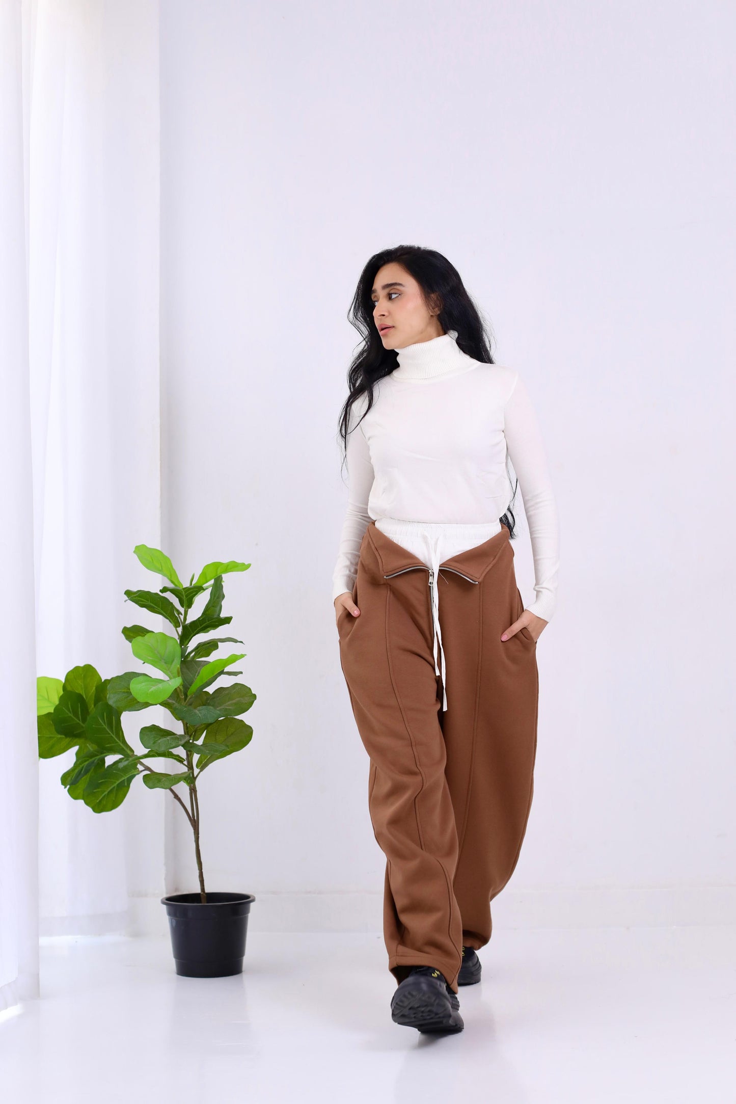 Doubled waistband trouser- melton