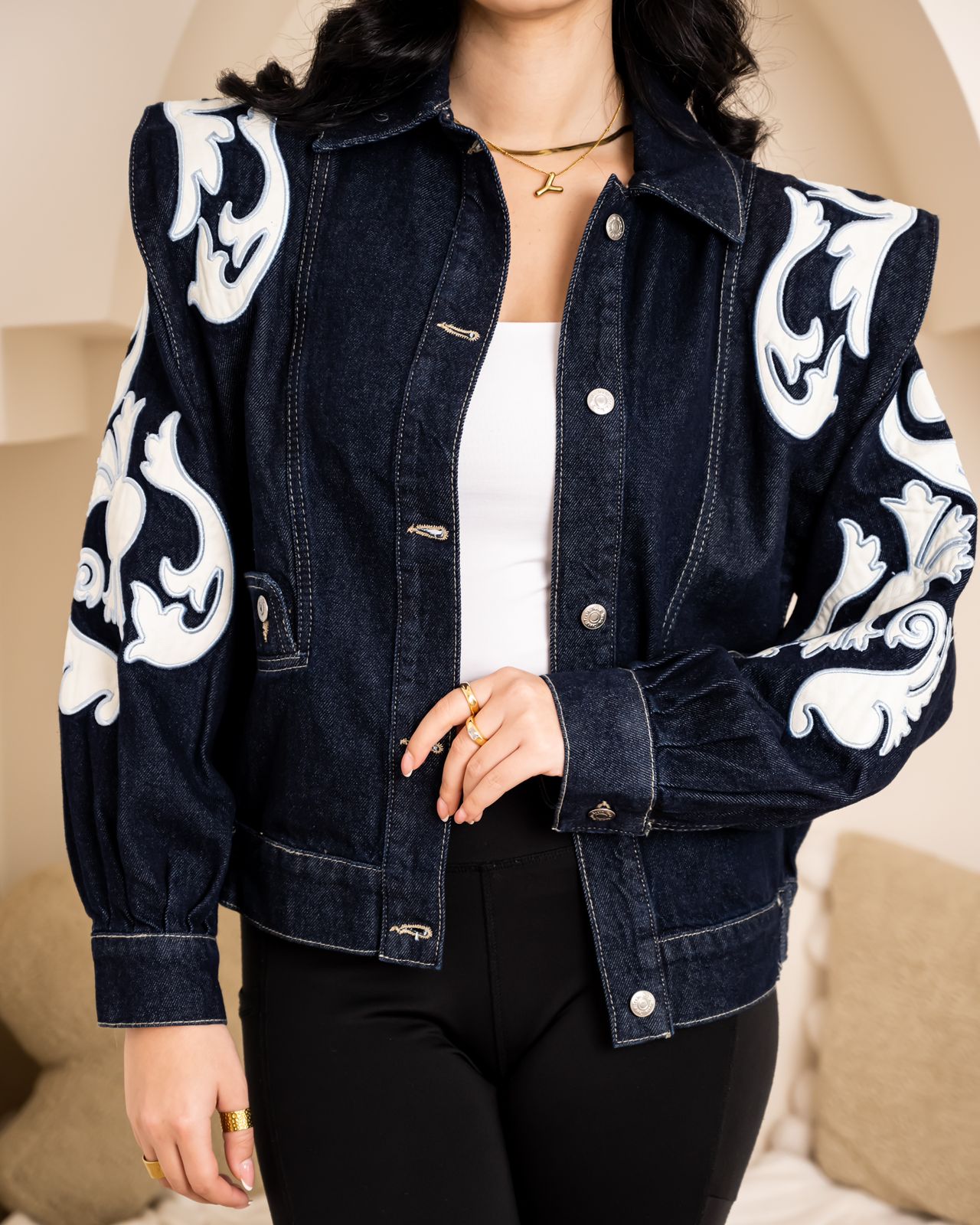 Embroidery Denim - Dark Blue
