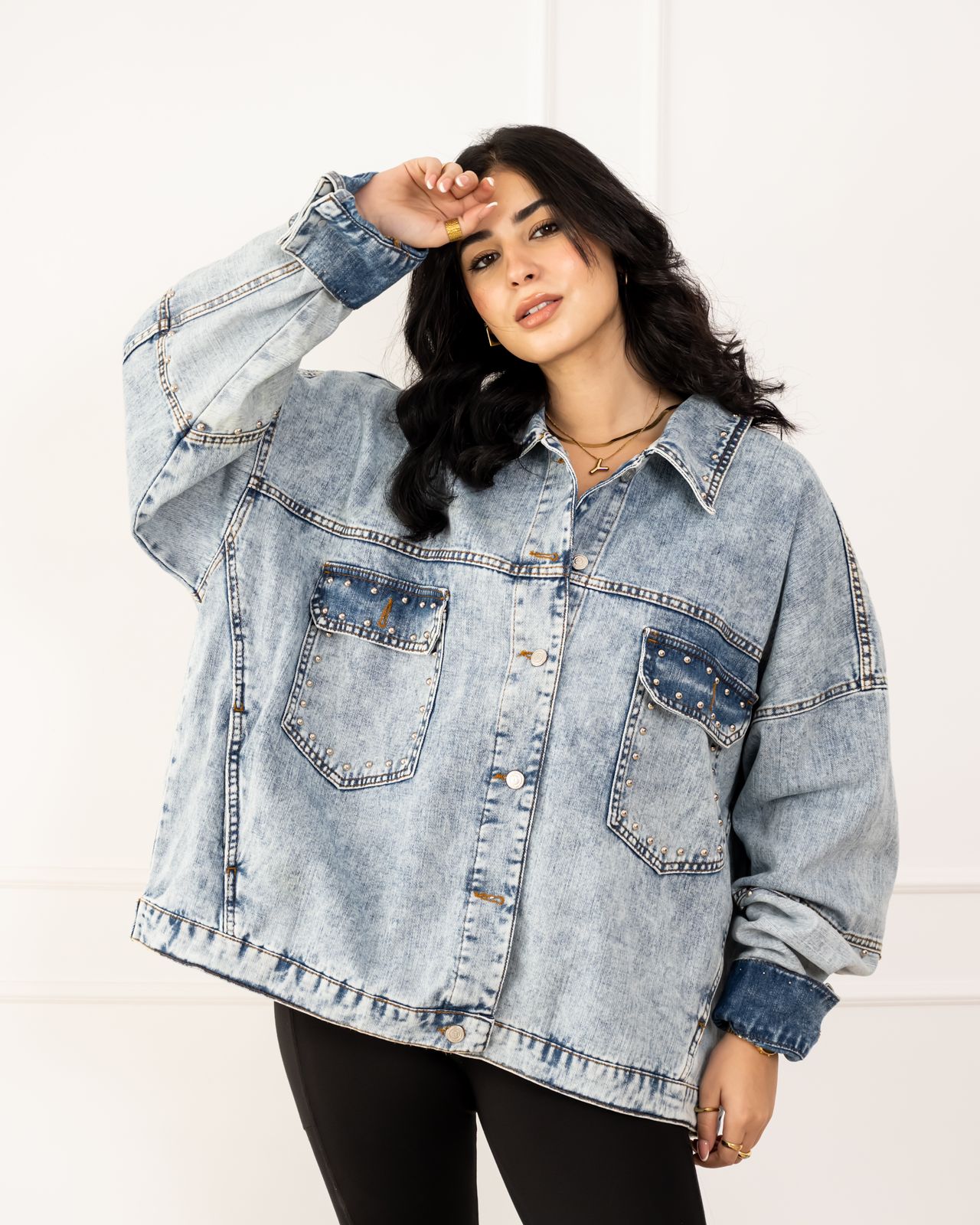 Oversized denim jacket - light blue