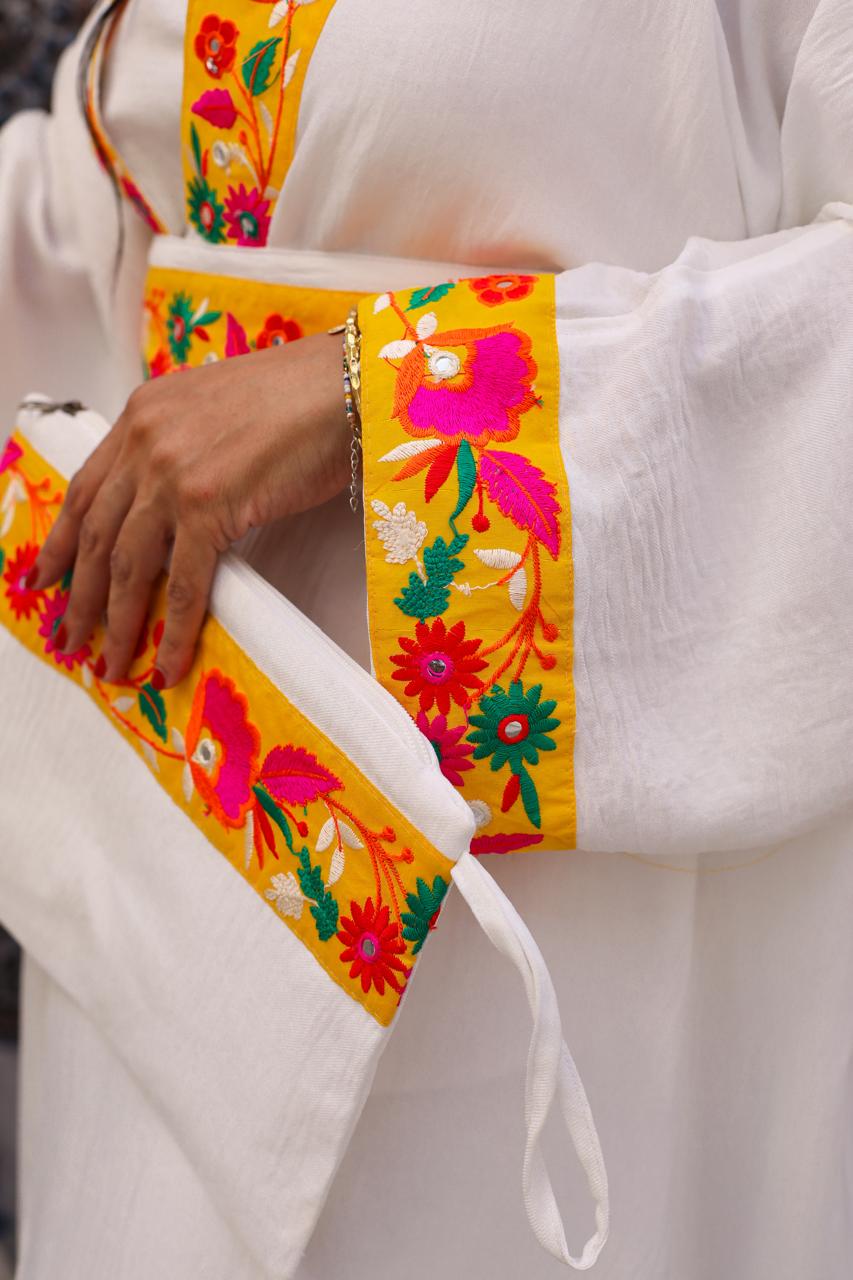 white linen kaftan