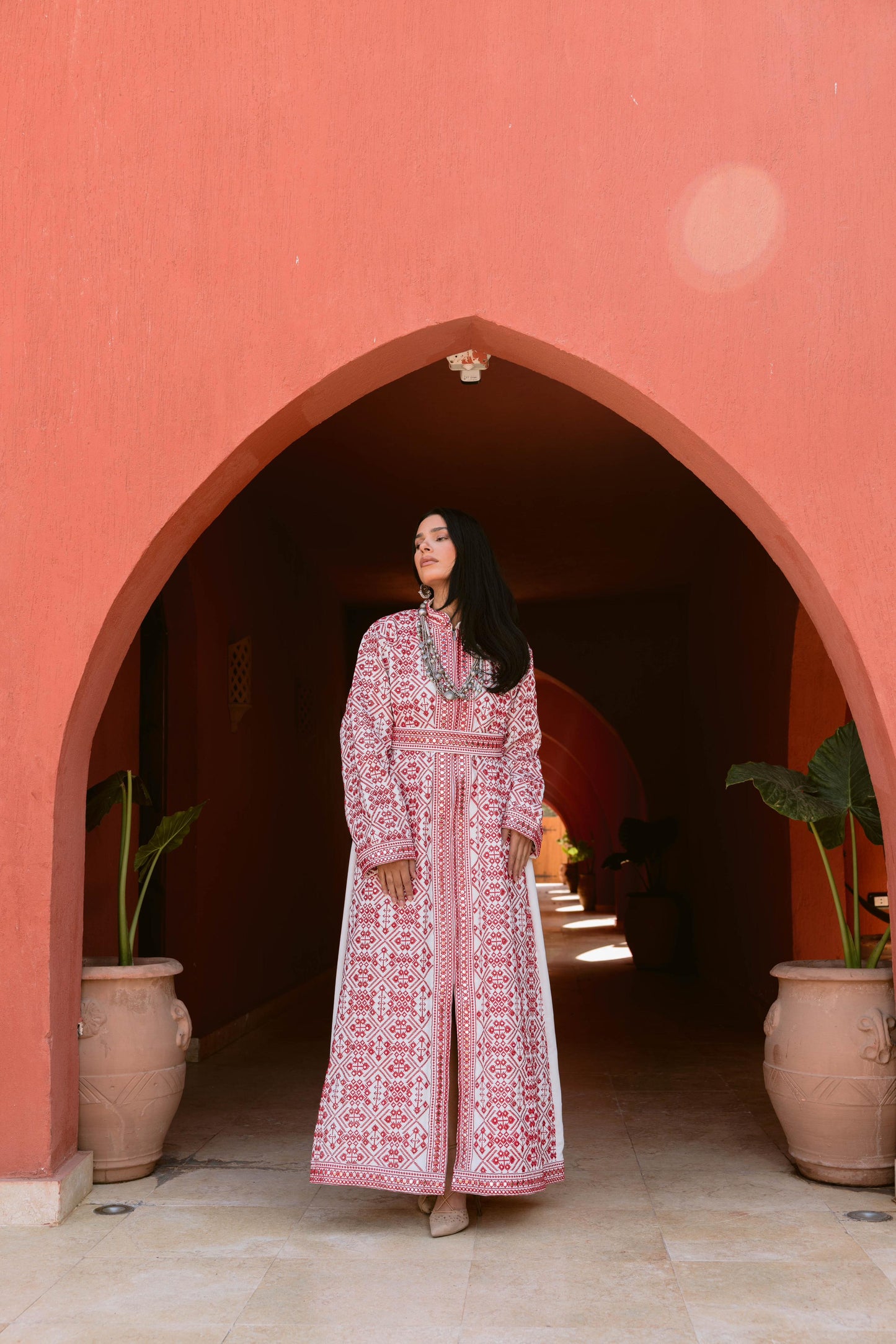Luxurious Handcrafted Embroidered Kaftan-red