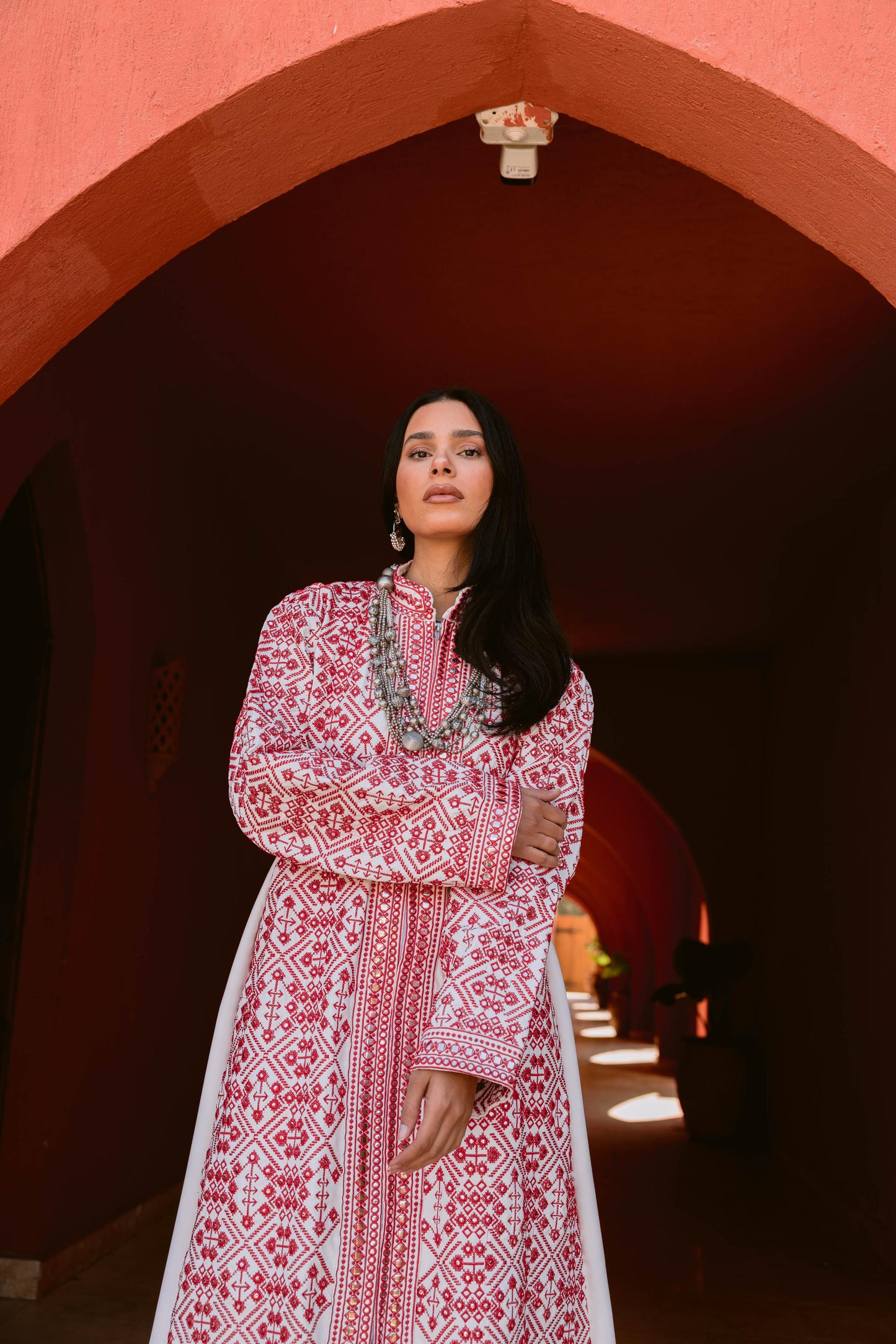 Luxurious Handcrafted Embroidered Kaftan-red