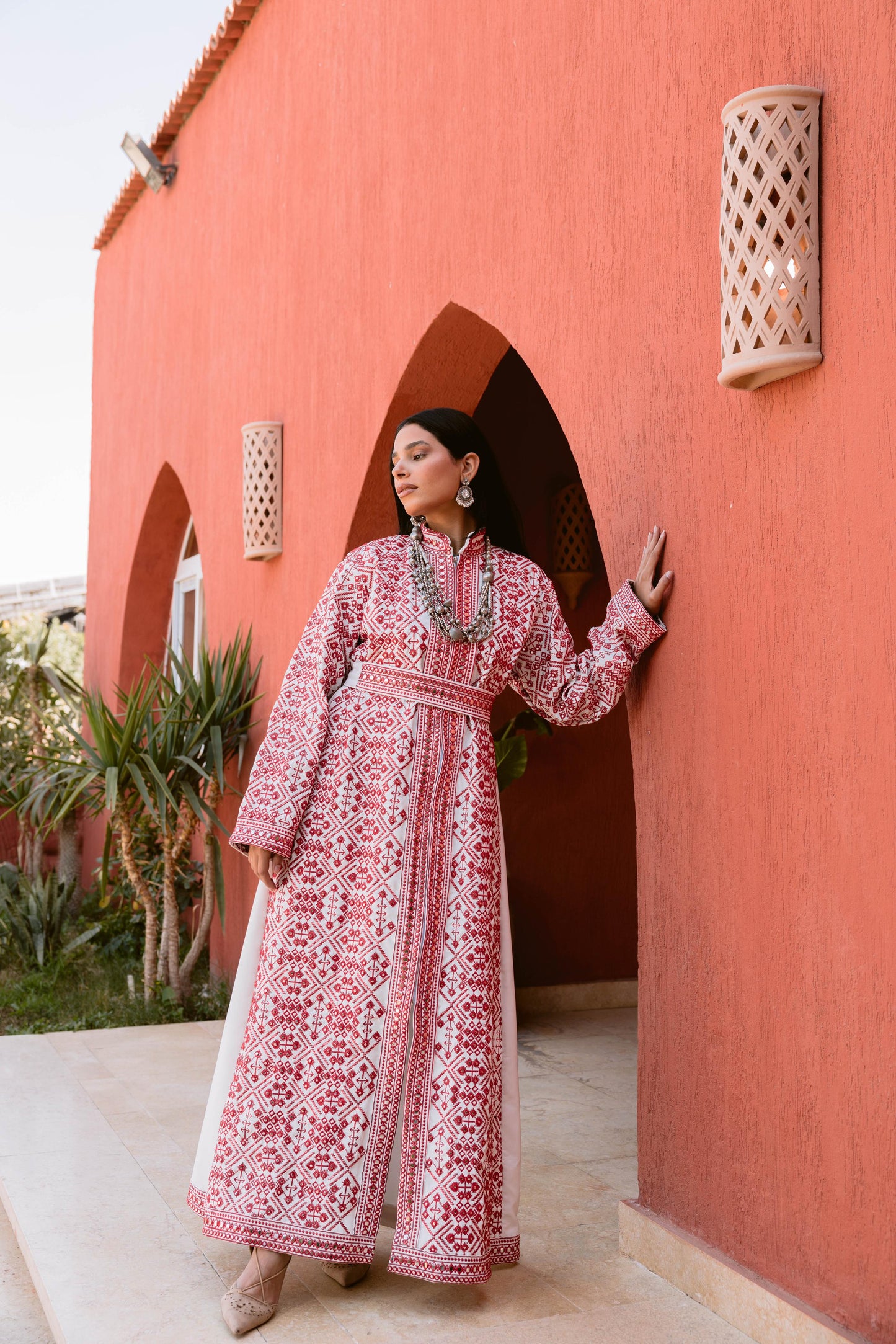 Luxurious Handcrafted Embroidered Kaftan-red
