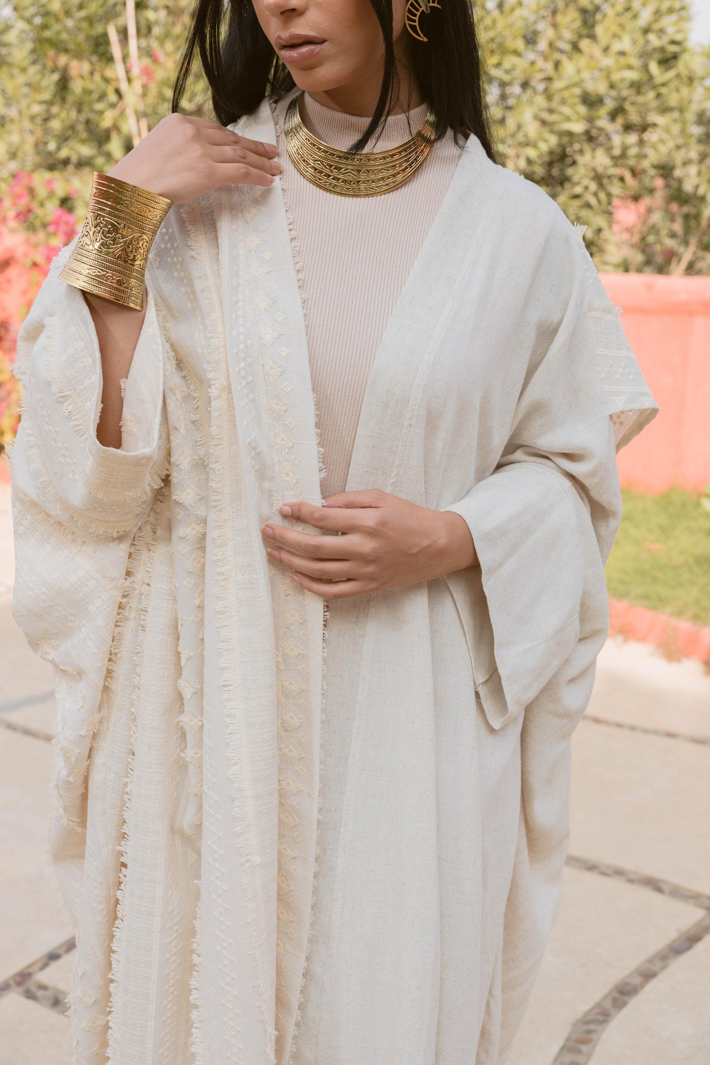 Romany Kaftan- embroidered 1 biege