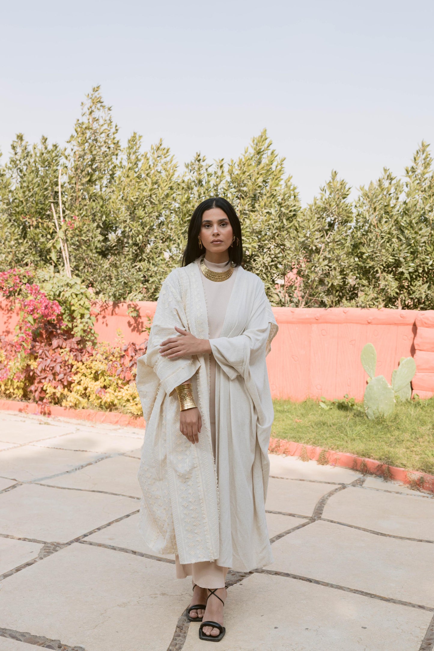 Romany Kaftan- embroidered 1 biege