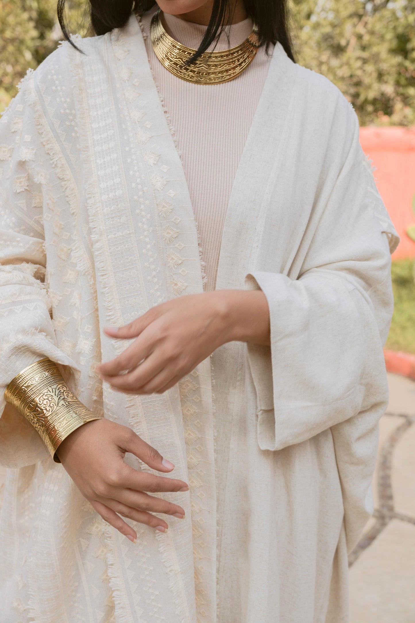Romany Kaftan- embroidered 1 biege