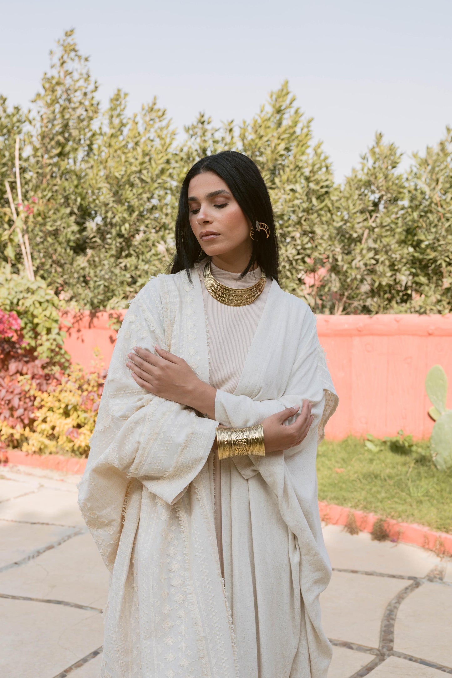 Romany Kaftan- embroidered 1 biege