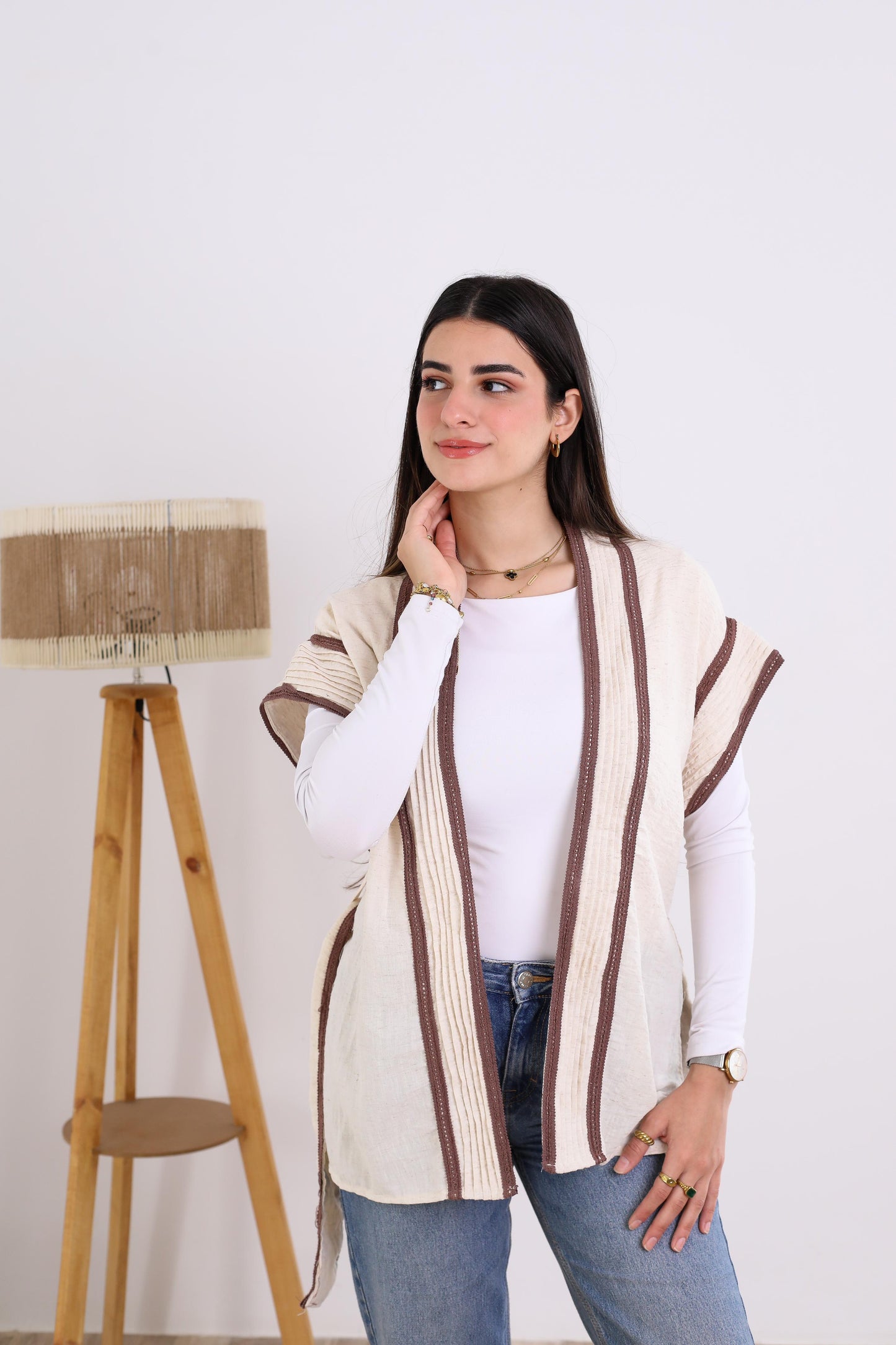 Short sleeves kimono brown