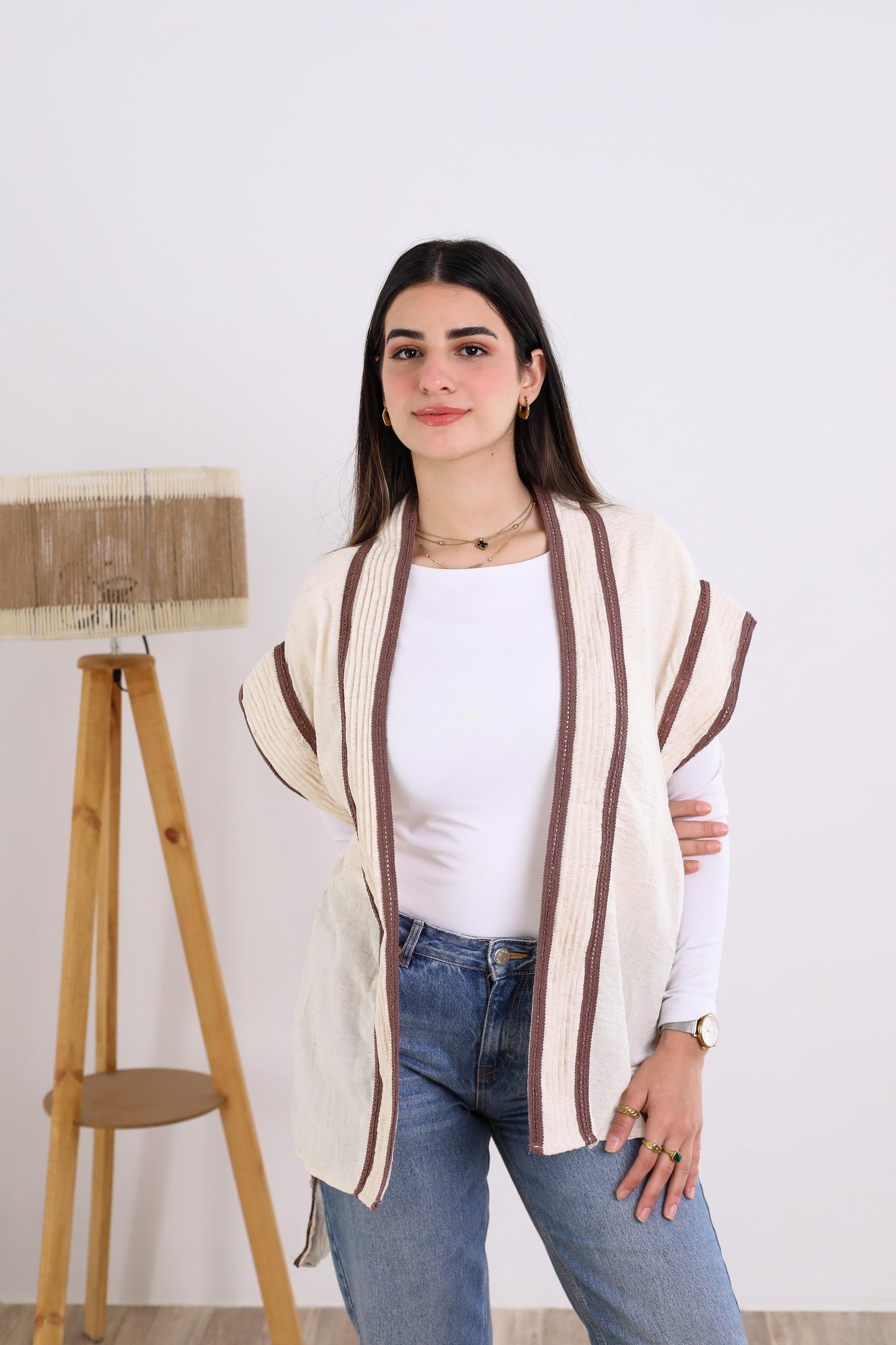 Short sleeves kimono brown