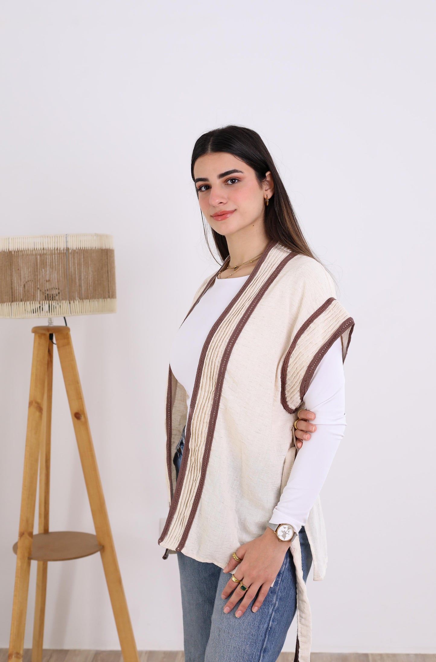Short sleeves kimono brown