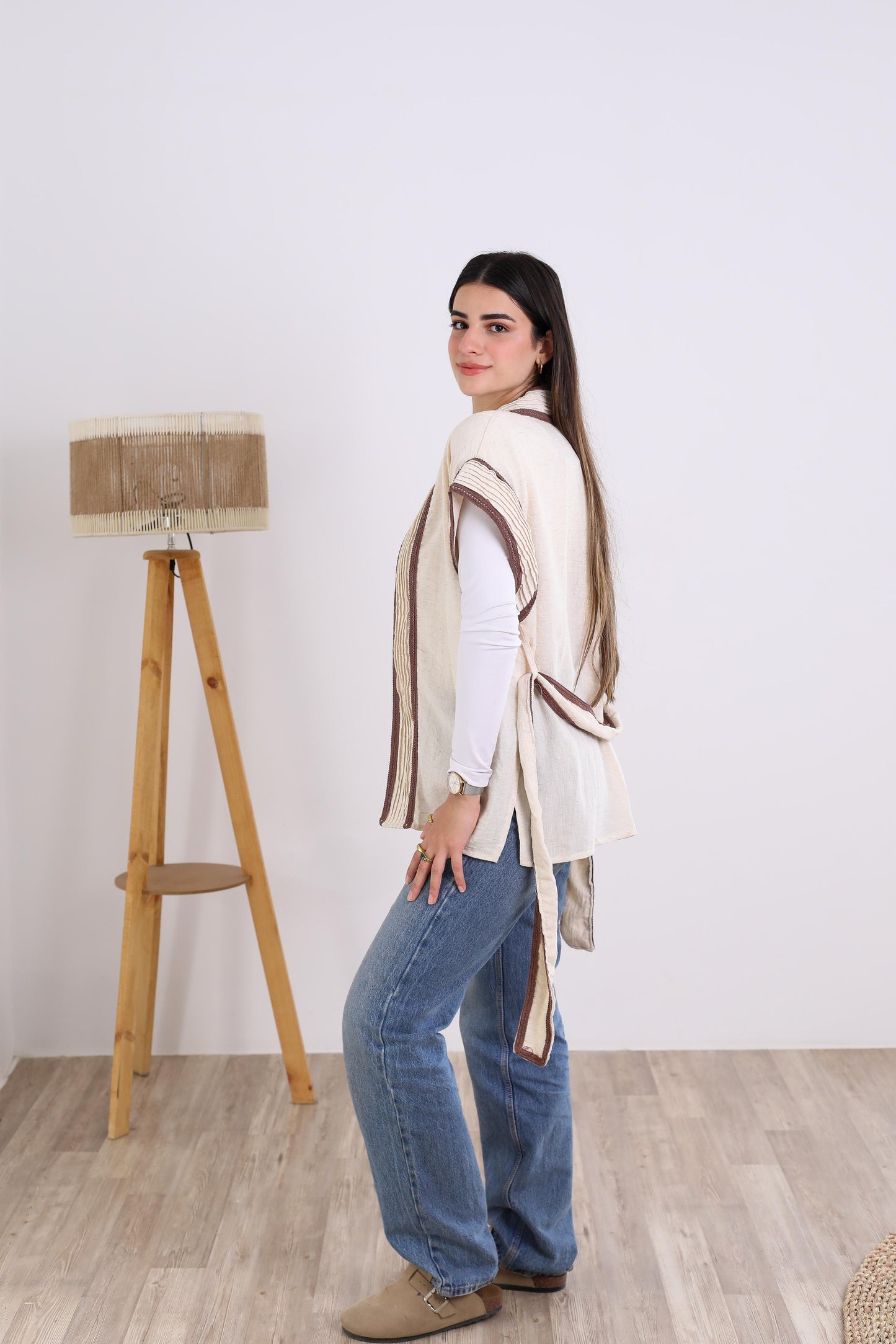 Short sleeves kimono brown