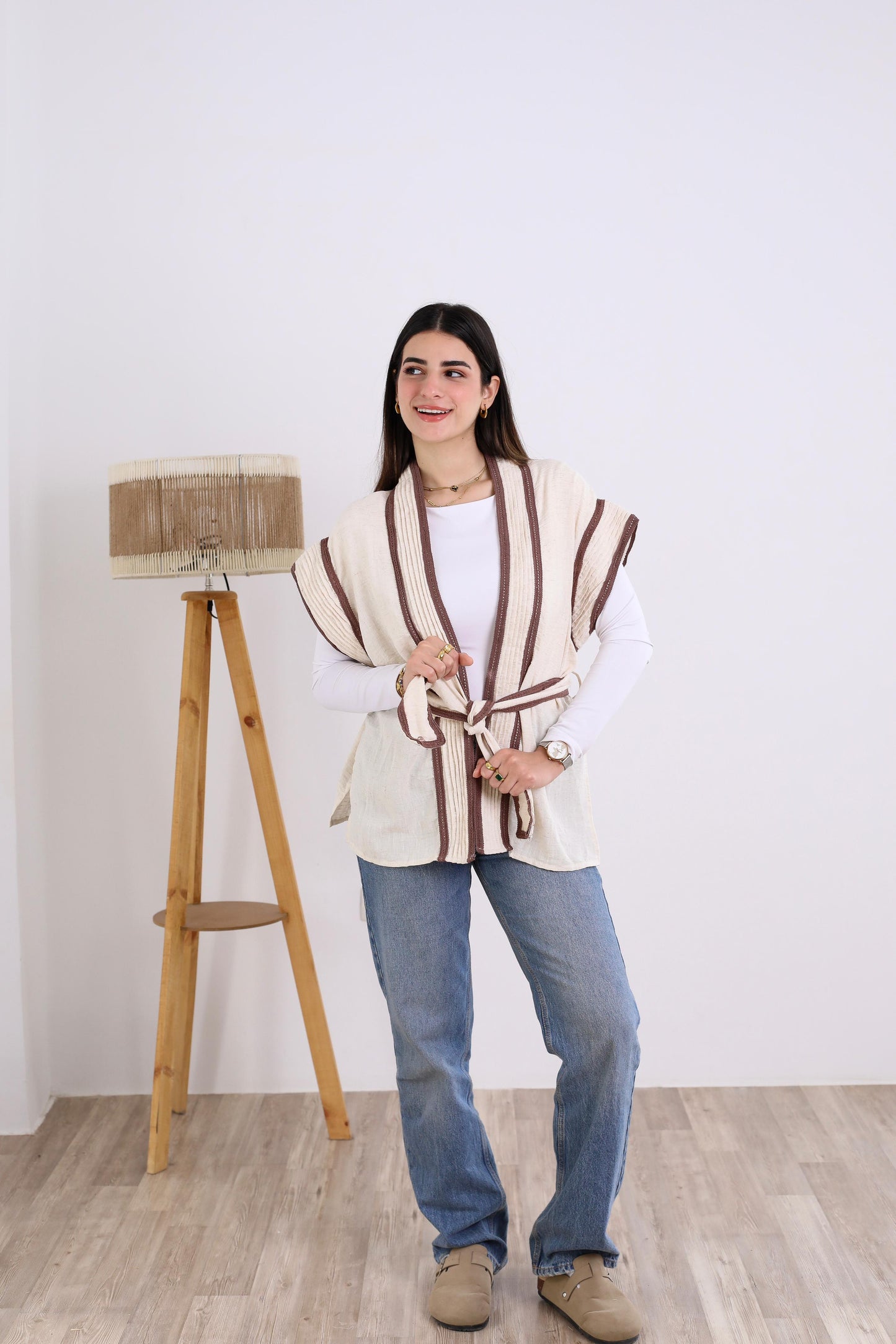 Short sleeves kimono brown