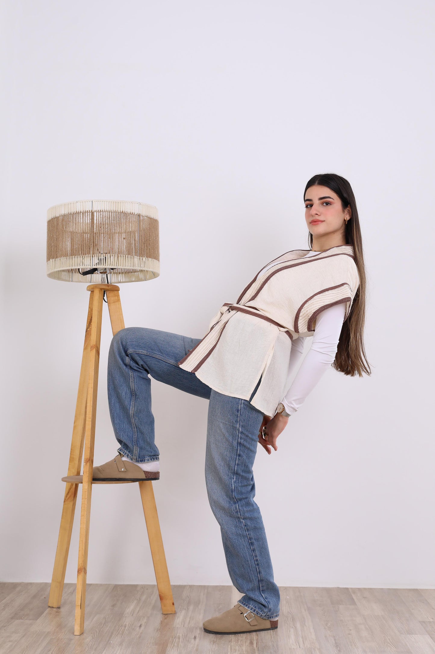 Short sleeves kimono brown