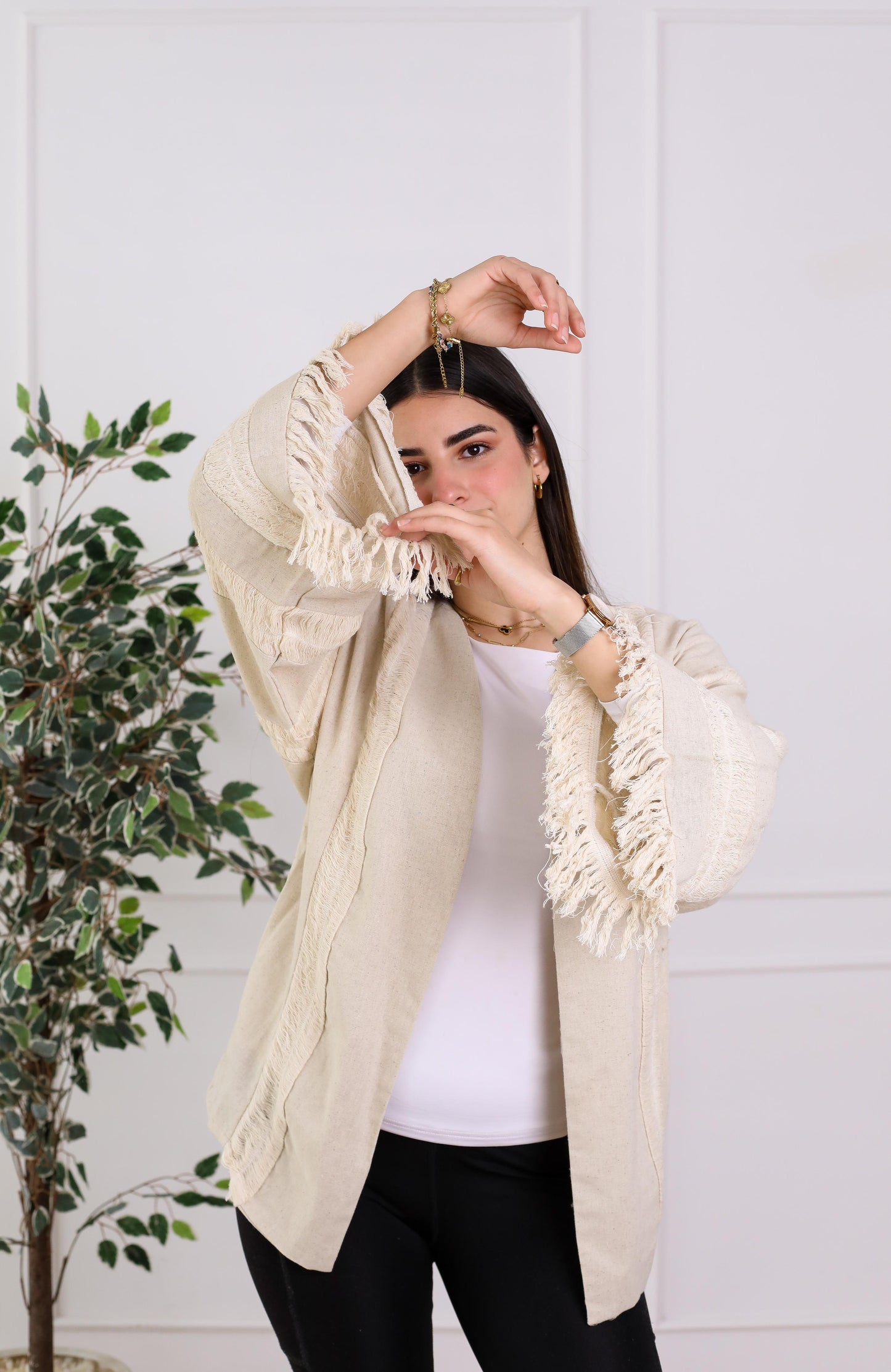 Embroidery kimono- pure linen guper