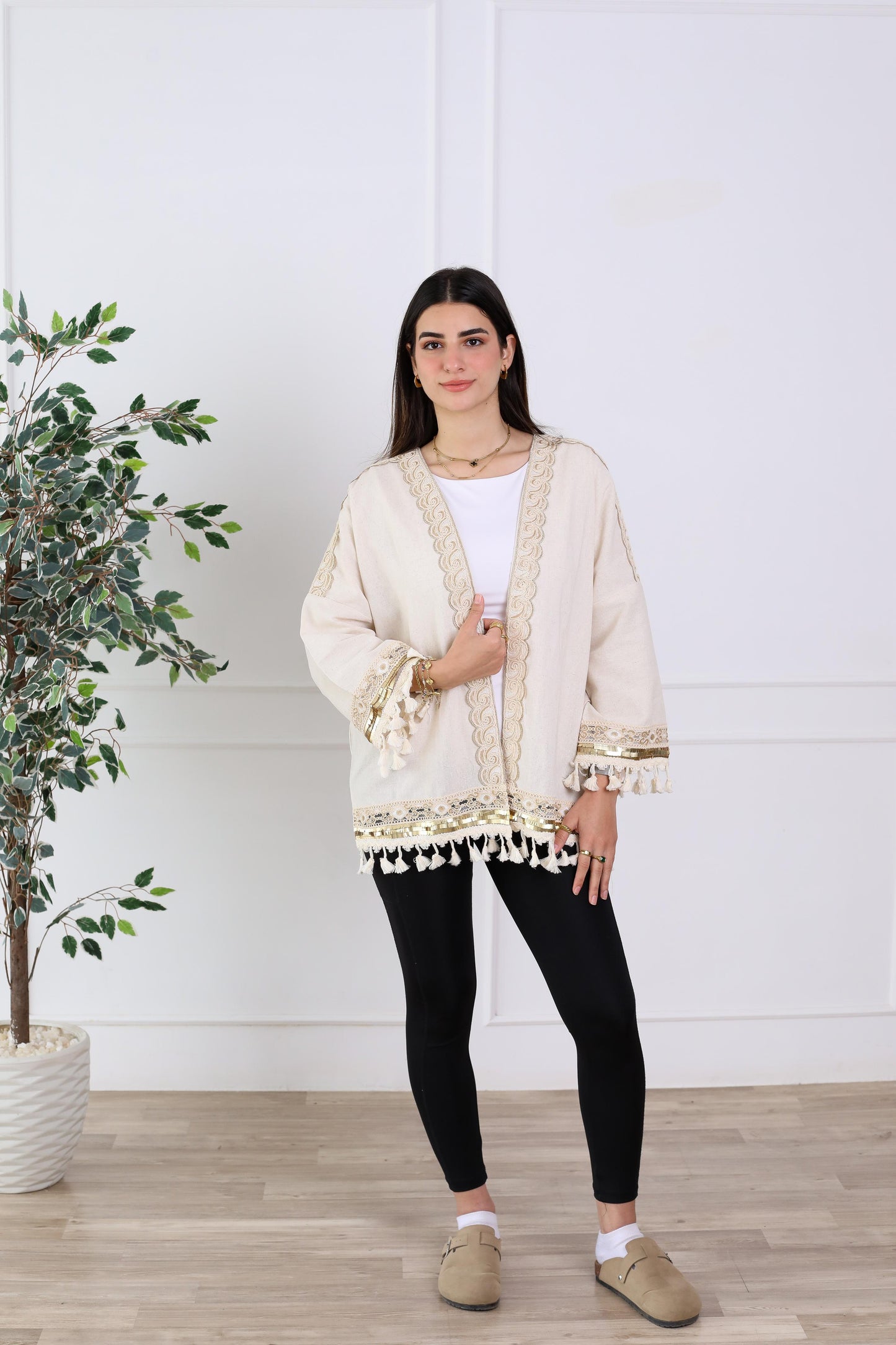 Embroidery kimono- pure linen