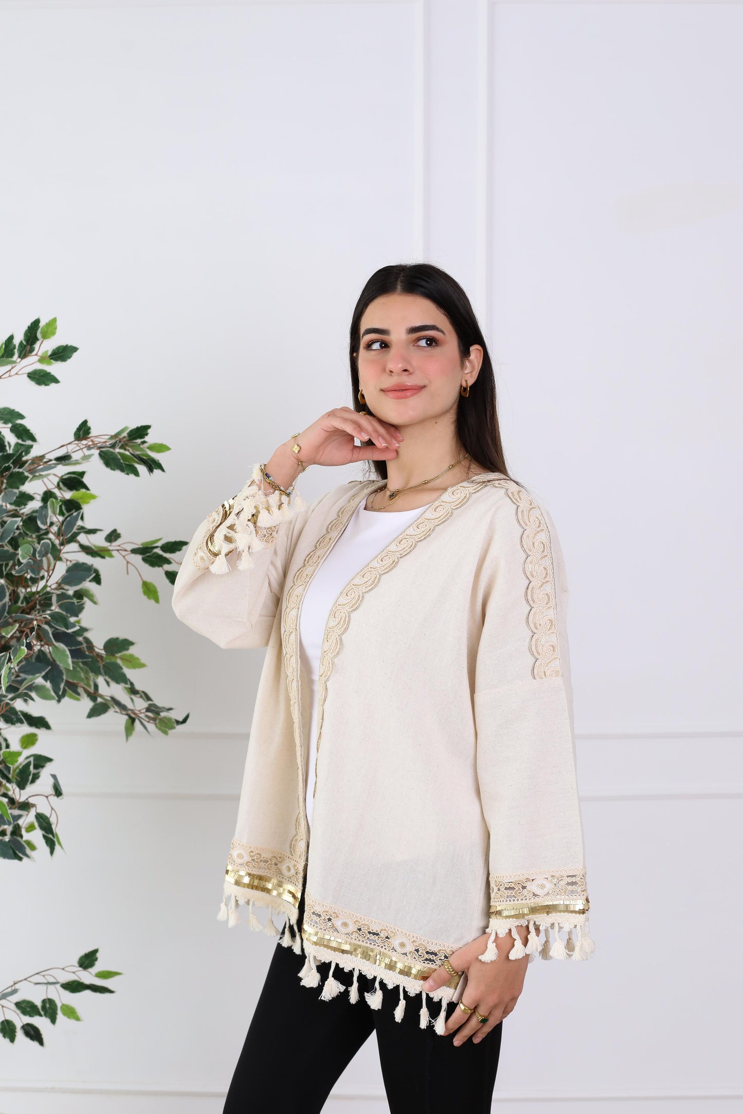 Embroidery kimono- pure linen