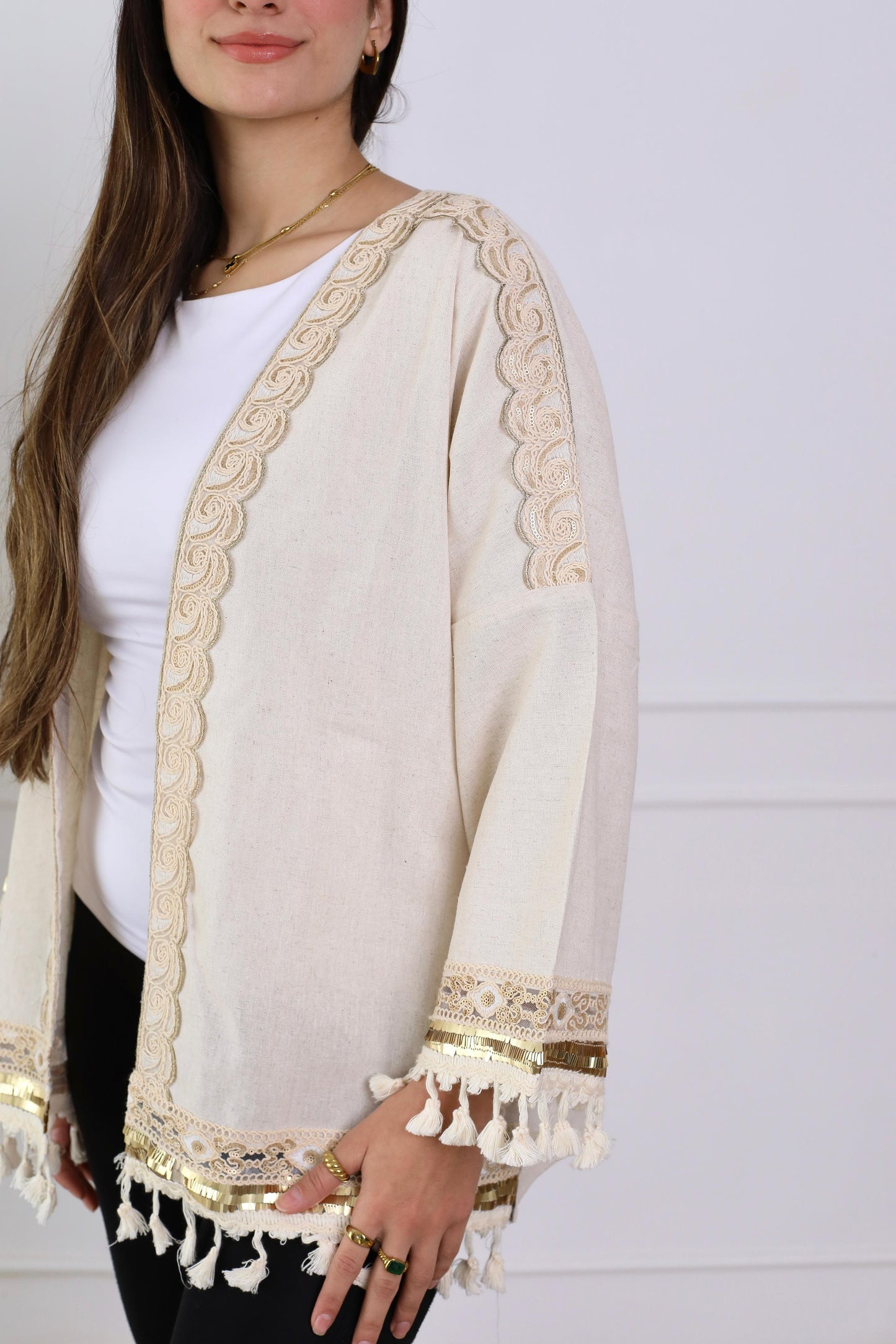 Embroidery kimono- pure linen