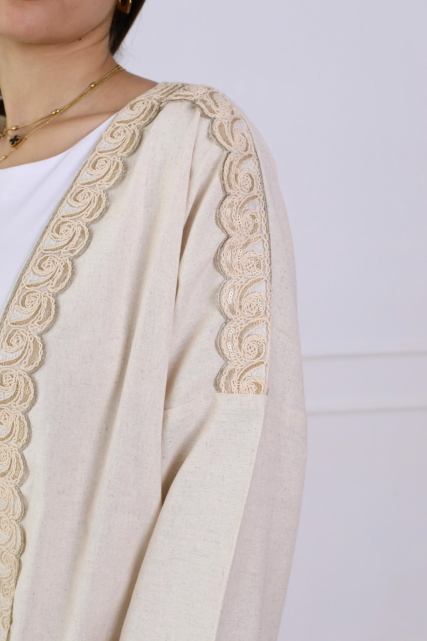 Embroidery kimono- pure linen