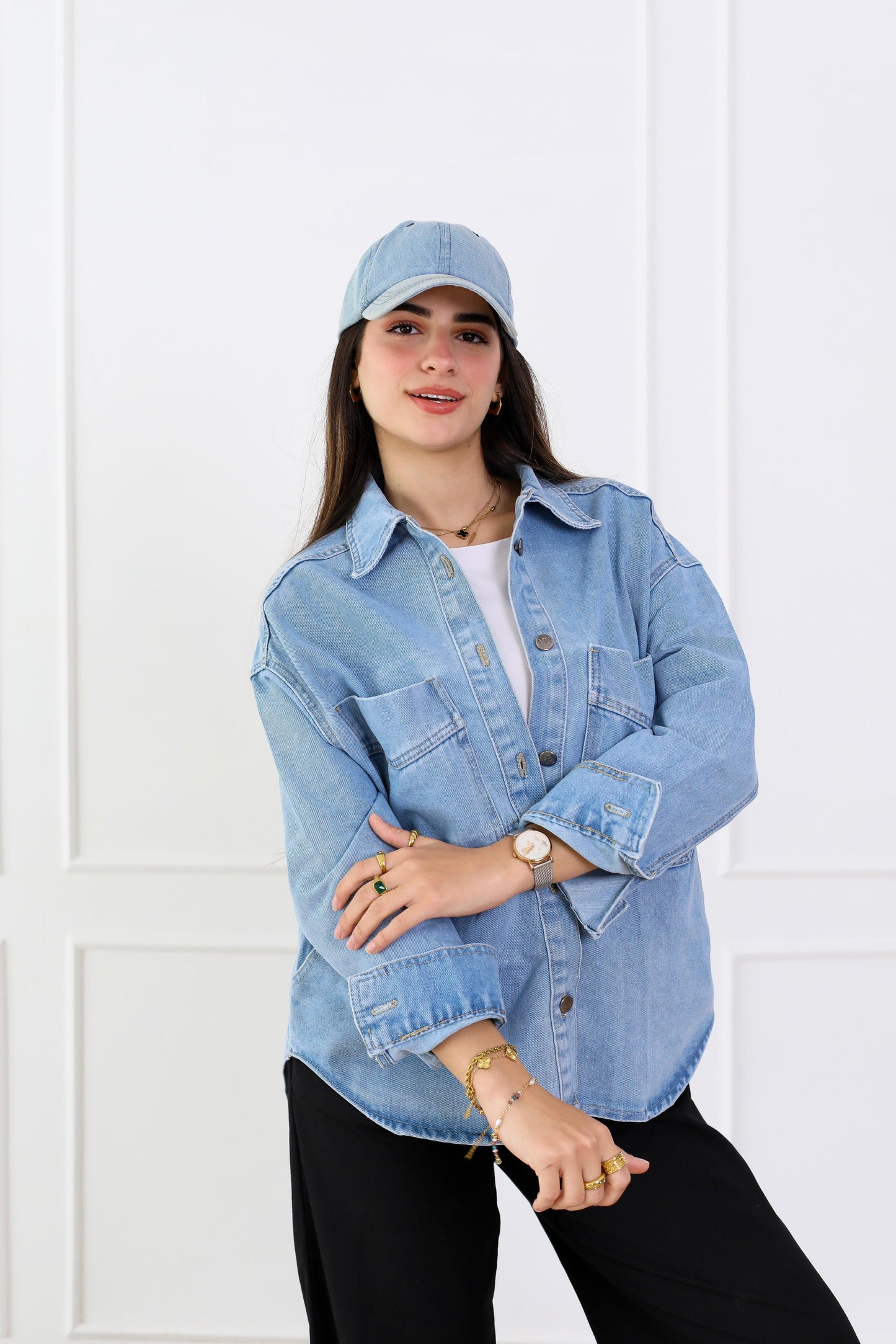 Essential Everyday Denim Jacket with Pockets - light blue