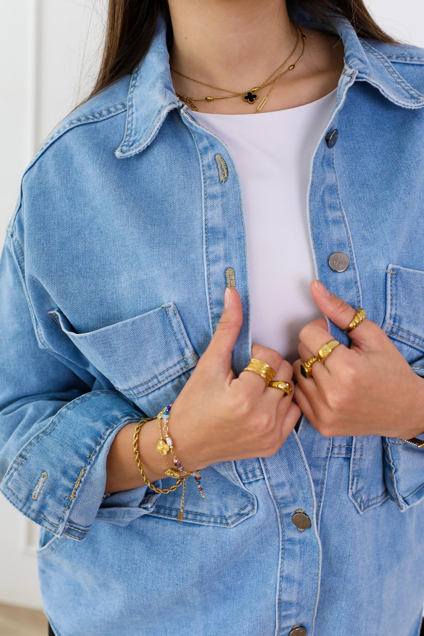 Essential Everyday Denim Jacket with Pockets - light blue