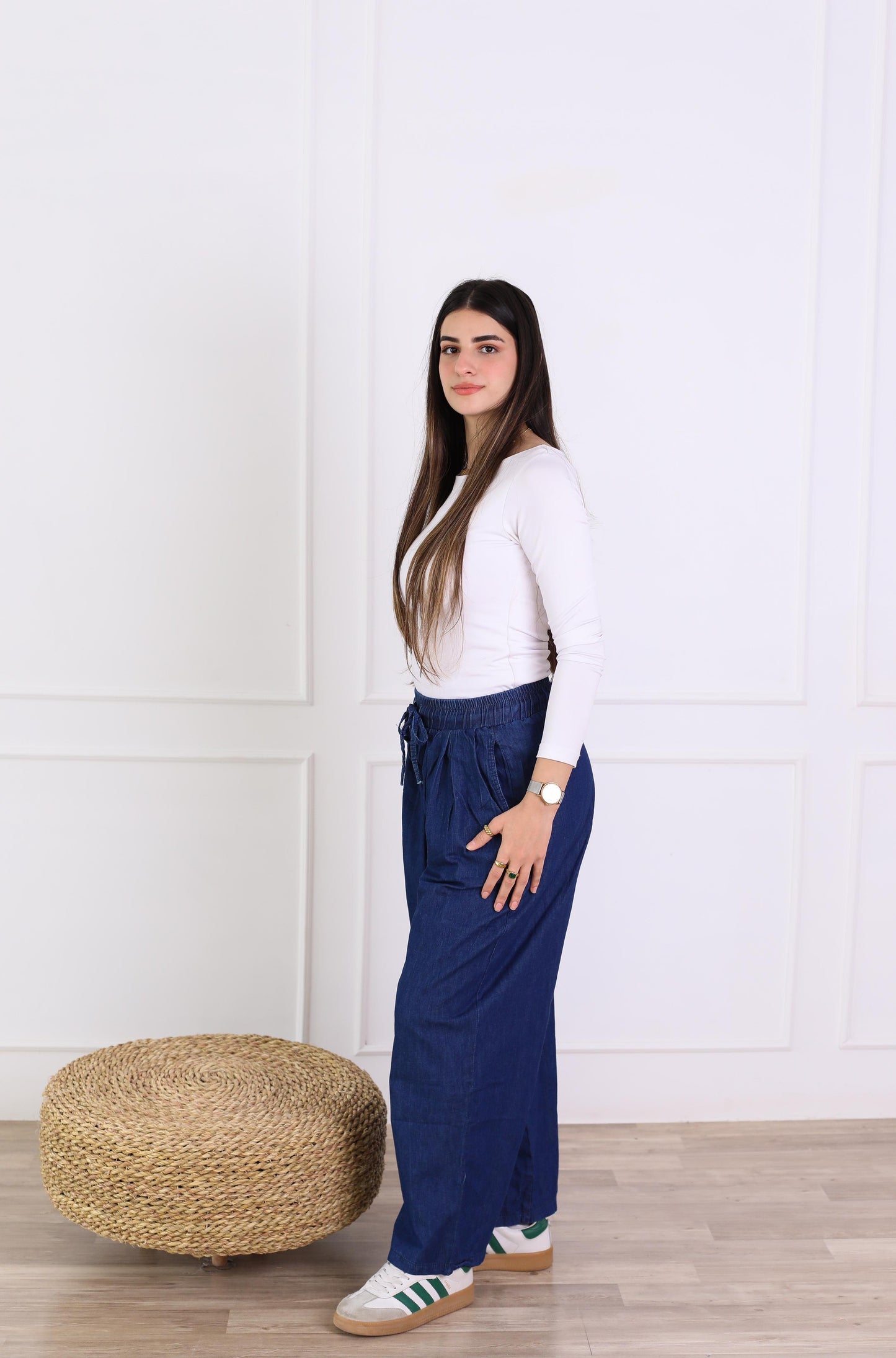 Everyday denim pants-dark blue