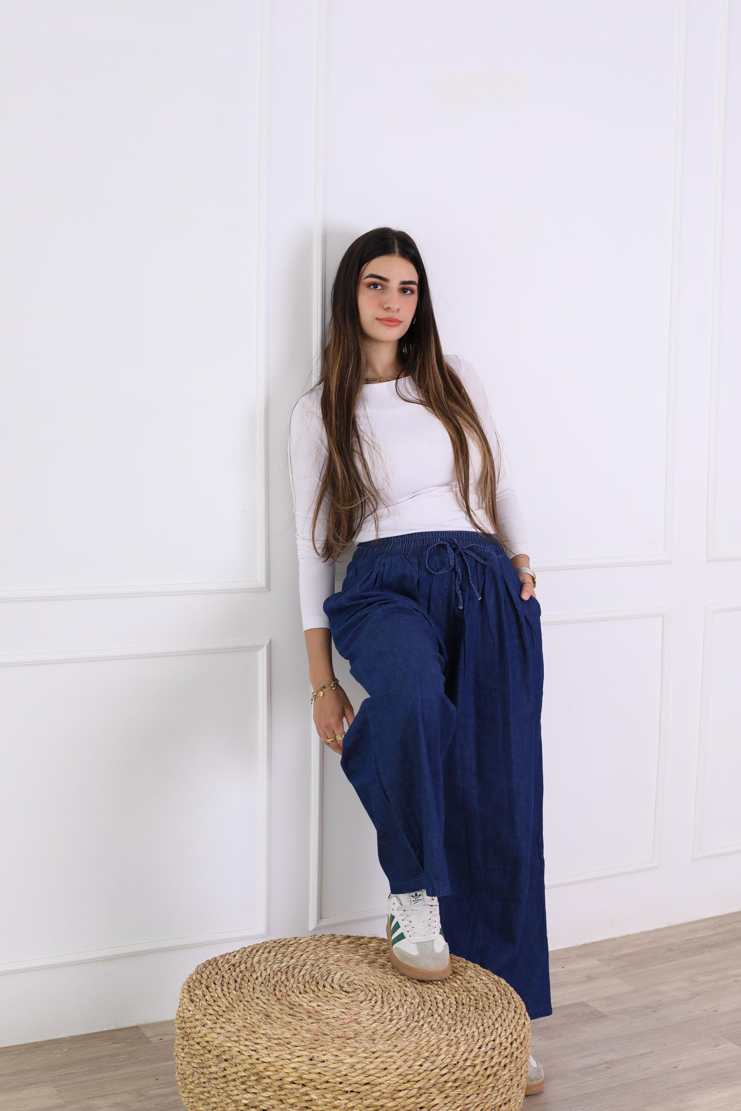 Everyday denim pants-dark blue