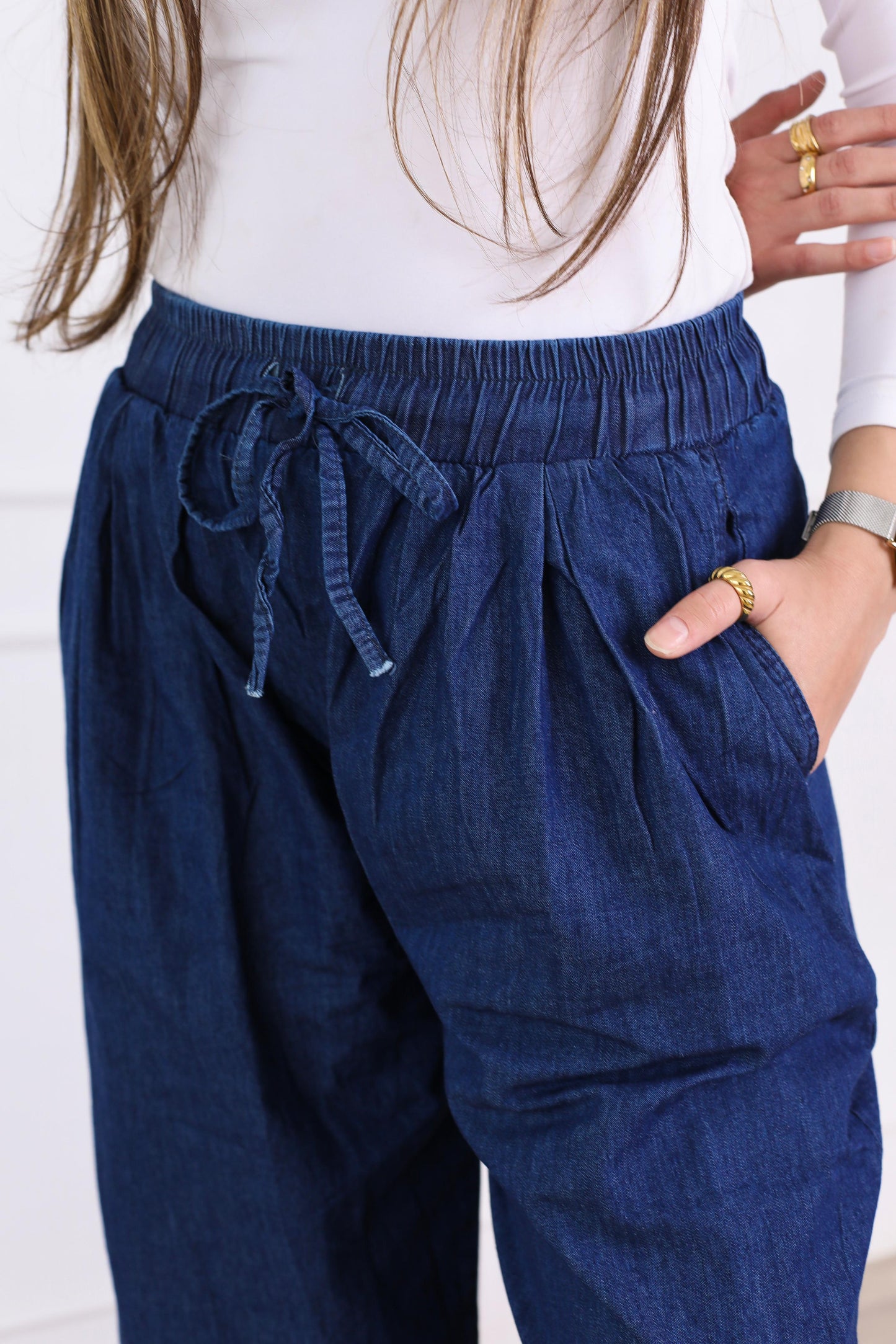 Everyday denim pants-dark blue