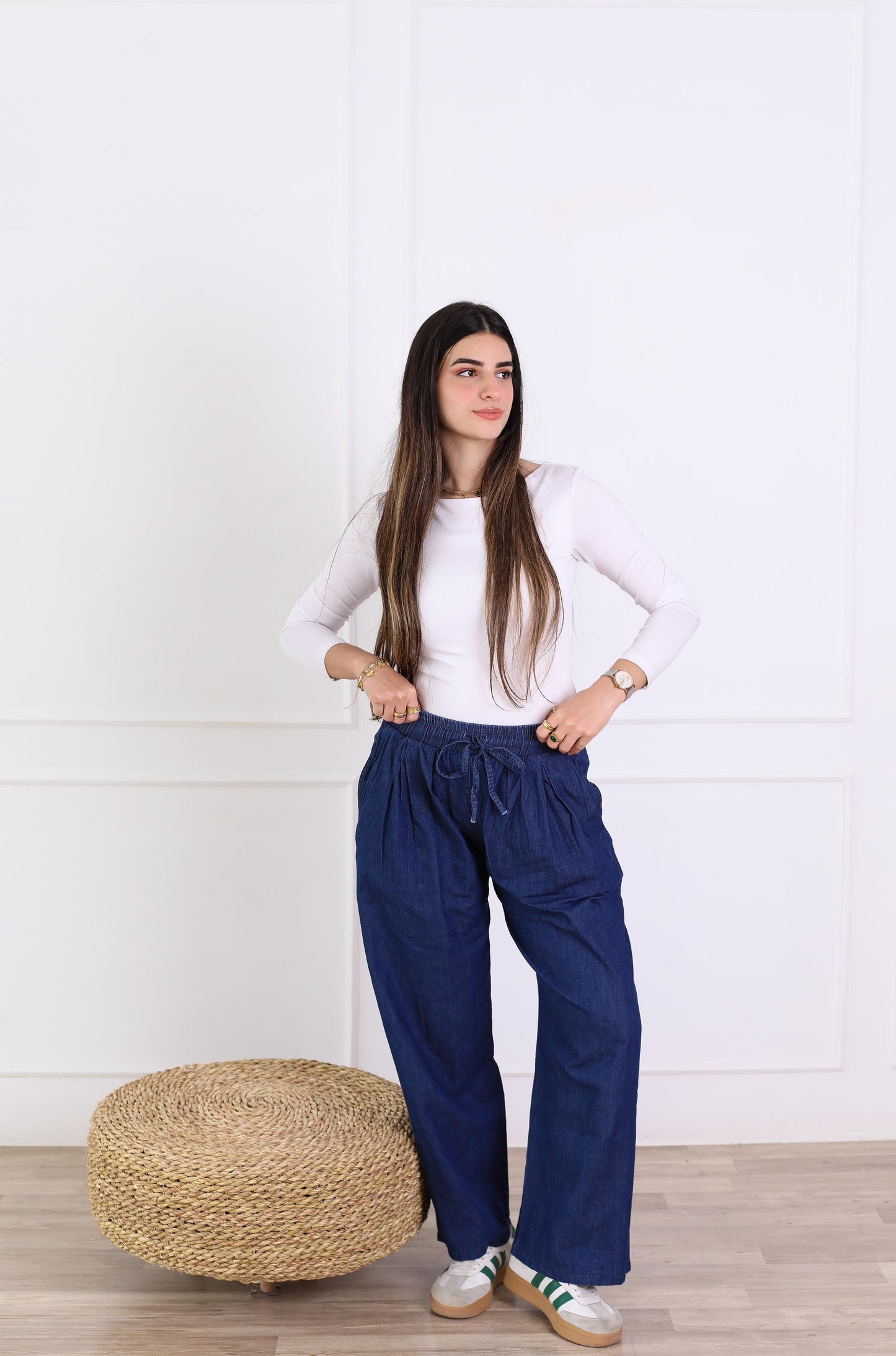 Everyday denim pants-dark blue