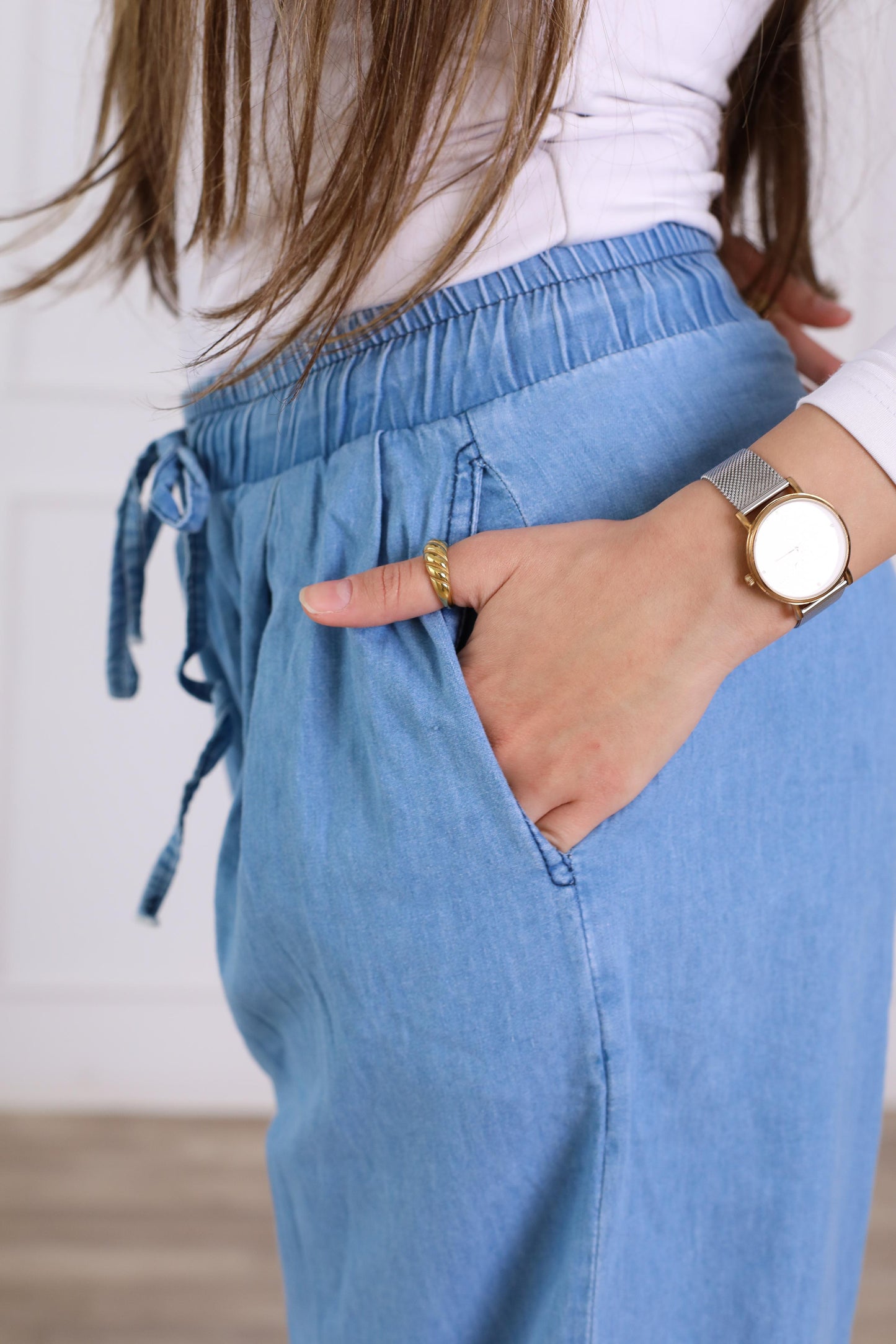 Everyday denim pants-dark blue