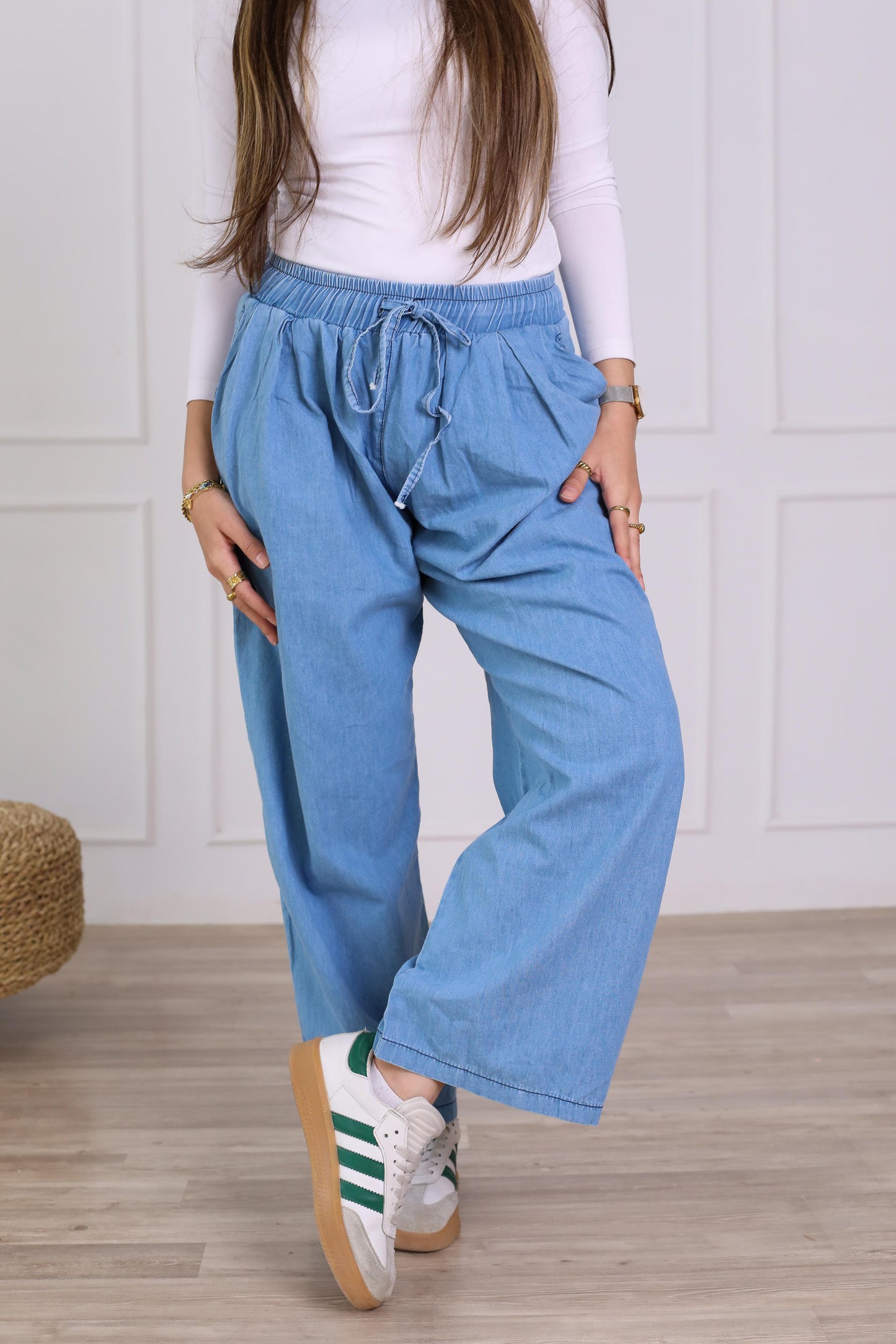 Everyday denim pants-dark blue