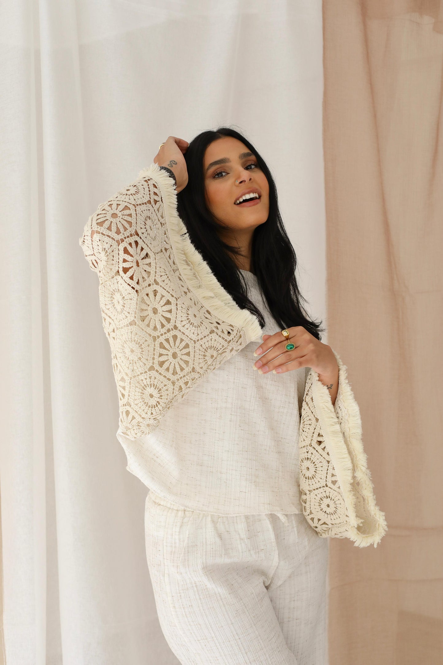 Moonlit Lace Set embroidered -off white