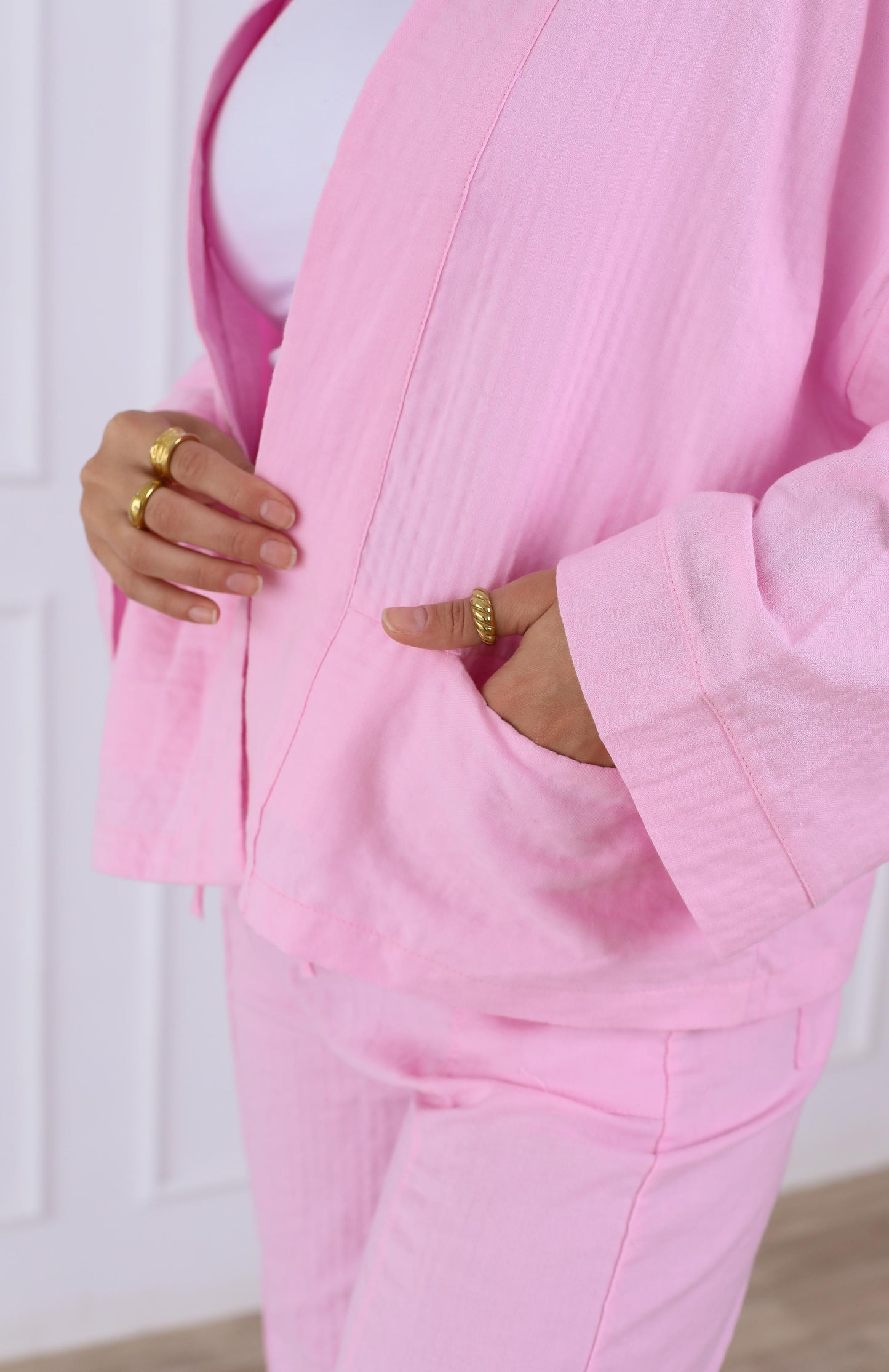 Blush Linen Luxe Set- baby pink