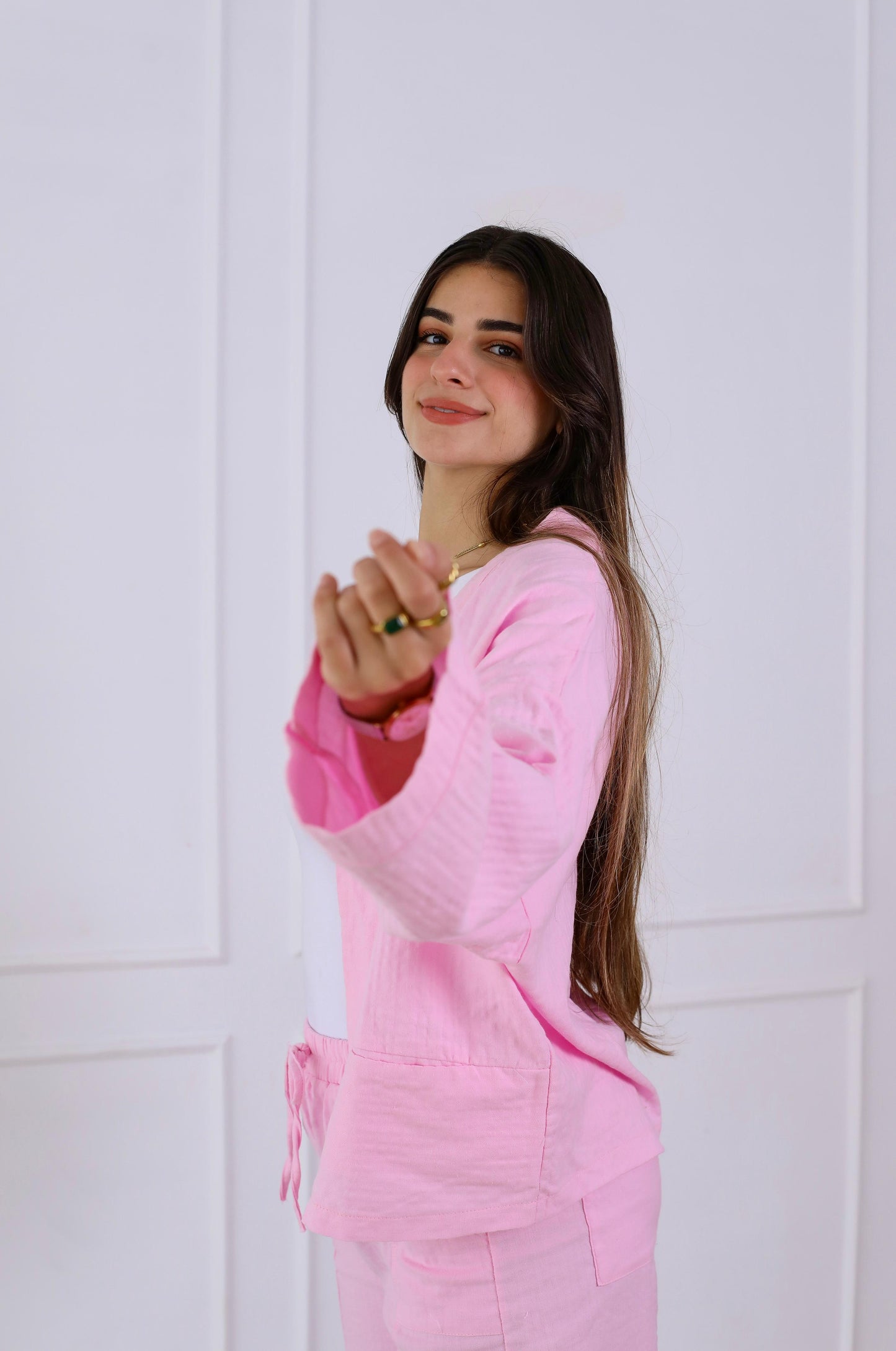 Blush Linen Luxe Set- baby pink
