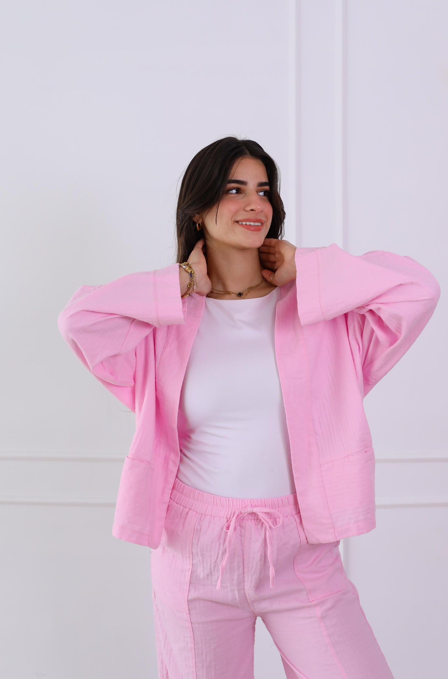 Blush Linen Luxe Set- baby pink