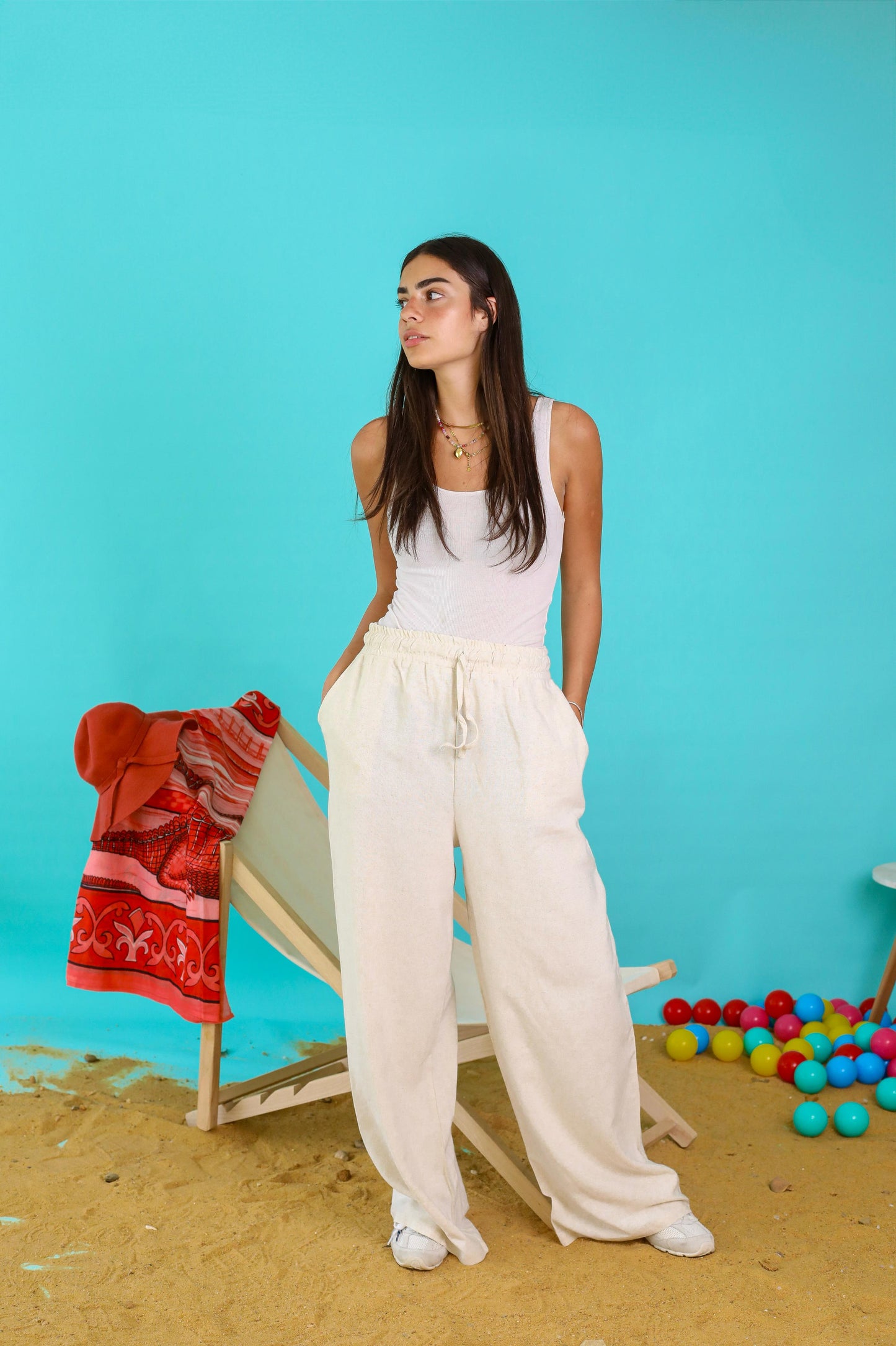 Santorini Embroidered Pure Linen Set