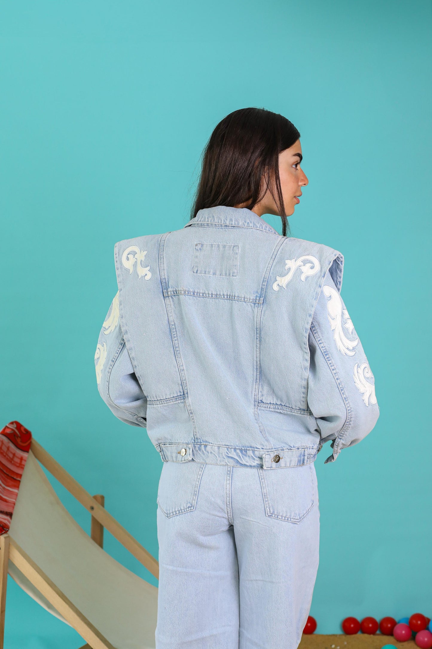 Embroidery denim -light blue