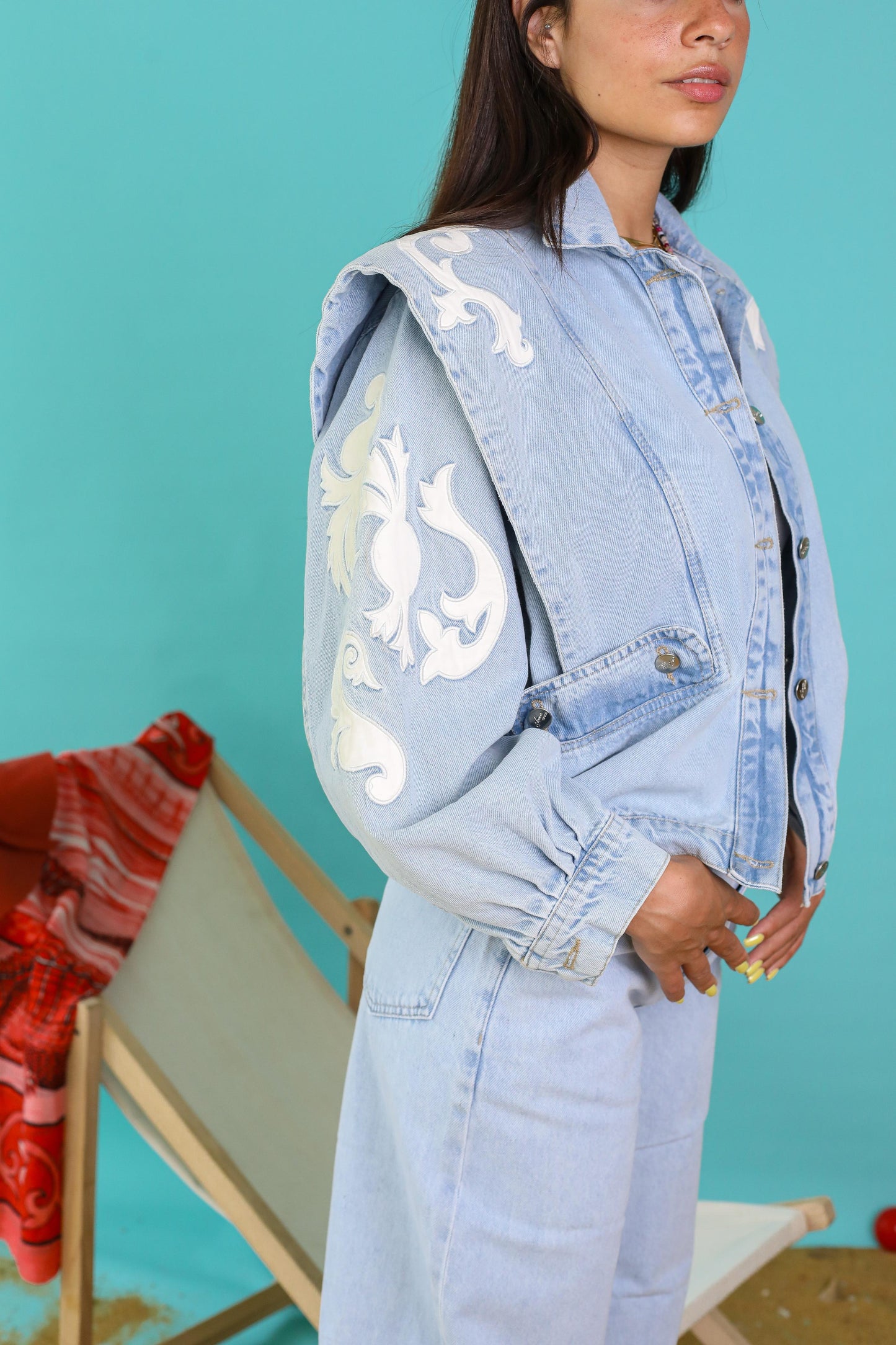 Embroidery denim -light blue