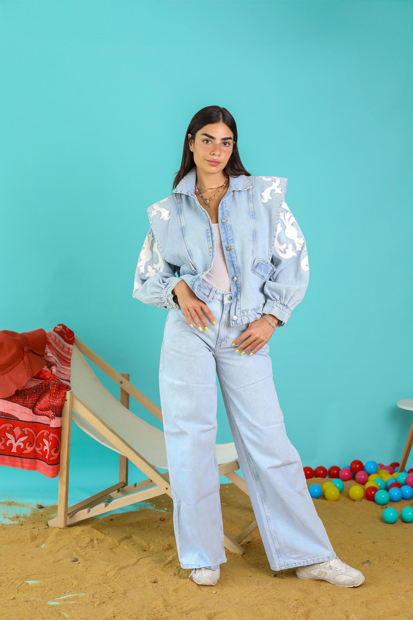 Embroidery denim -light blue