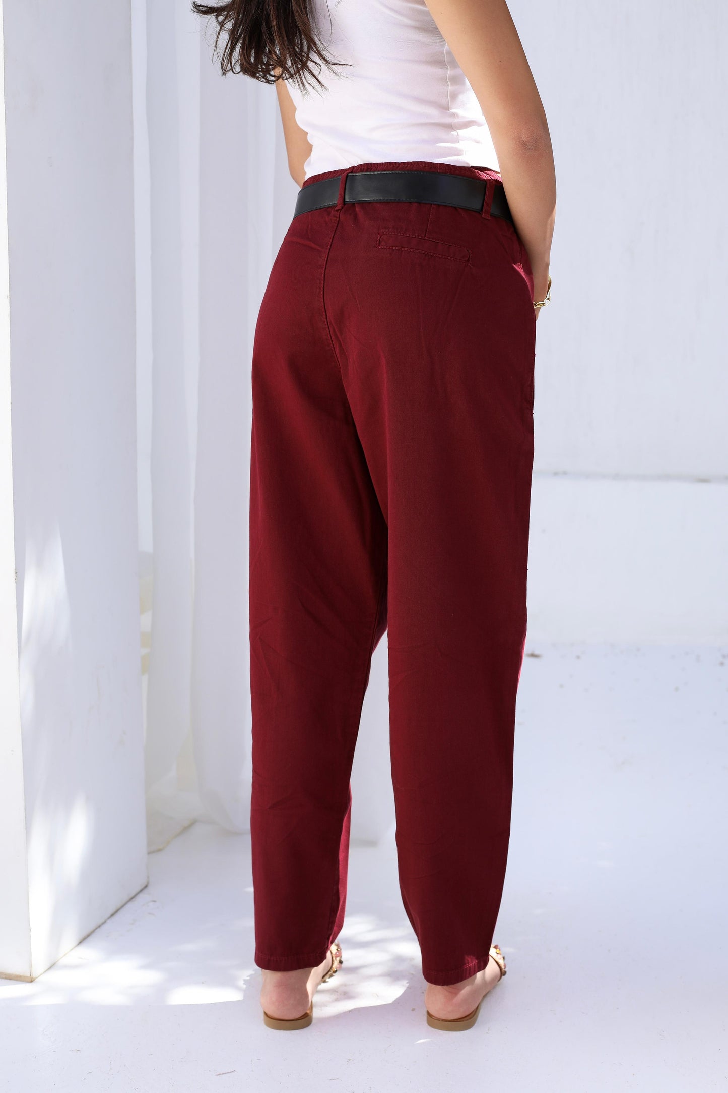Palm Gabardine Trousers with black belt
