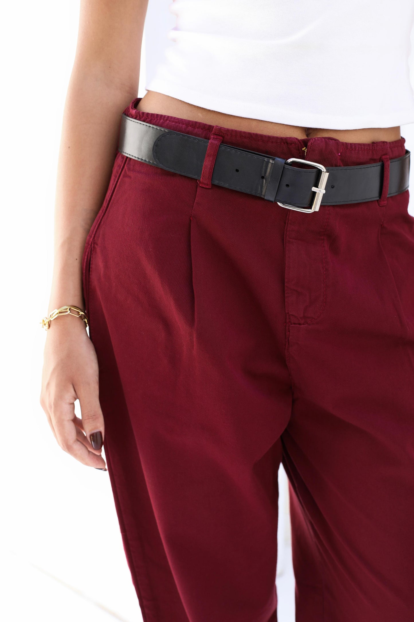 Palm Gabardine Trousers with black belt