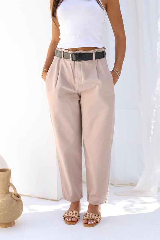 Palm Gabardine Trousers with black belt