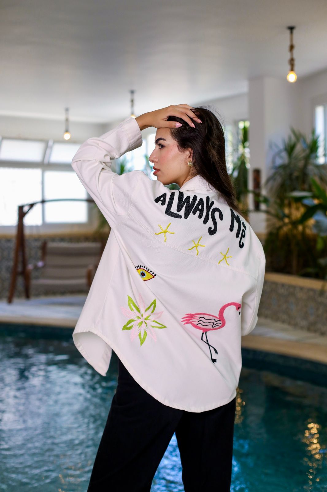 Always Me Embroidered Denim Shirt