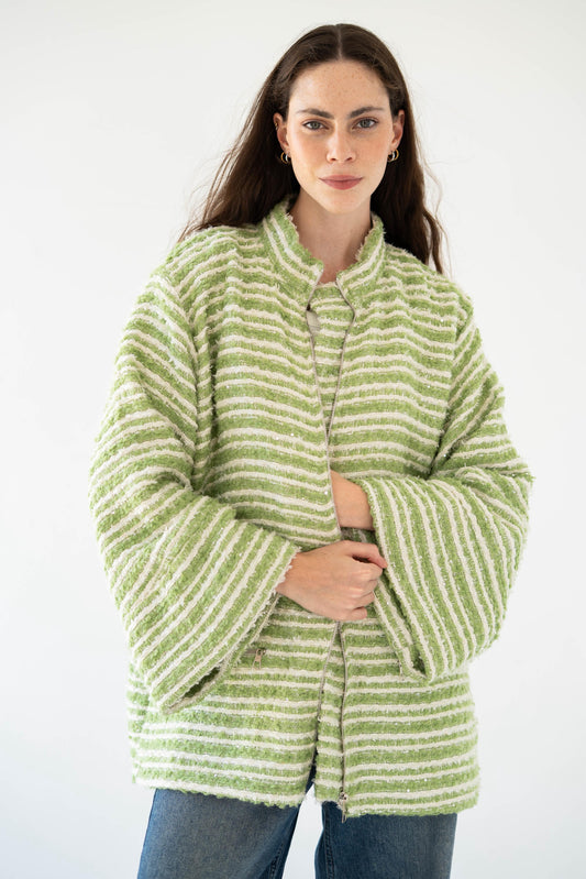 Meadow Stripes Jacket-Women-Green