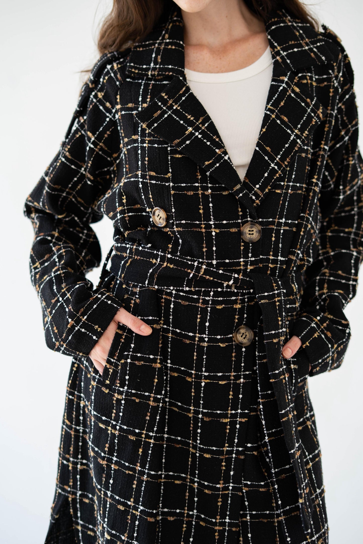 Cozy Check Coat -Black-Women