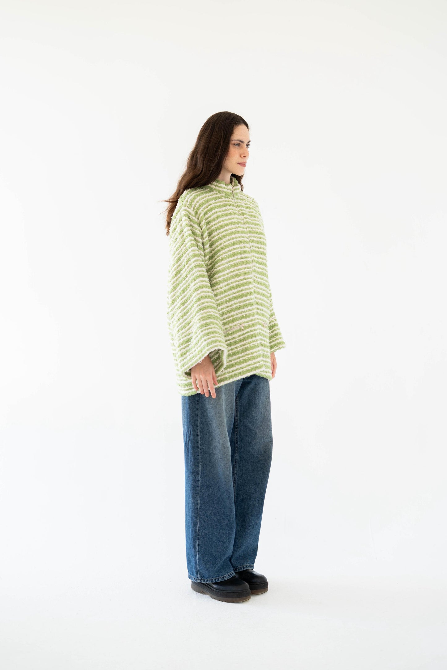 Meadow Stripes Jacket-Women-Green