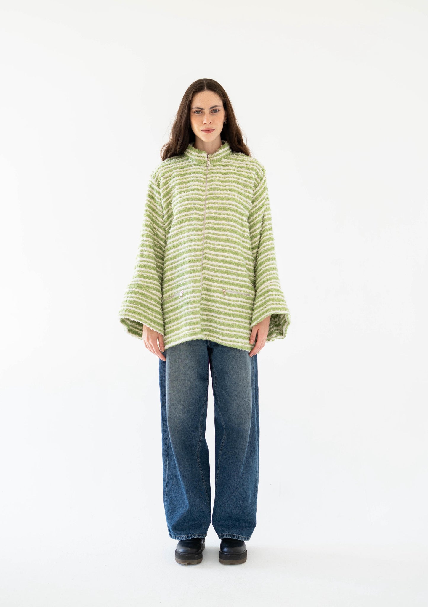 Meadow Stripes Jacket-Women-Green